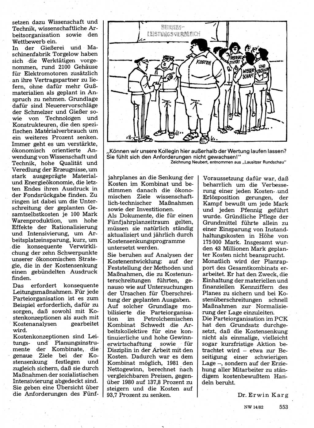 Neuer Weg (NW), Organ des Zentralkomitees (ZK) der SED (Sozialistische Einheitspartei Deutschlands) für Fragen des Parteilebens, 37. Jahrgang [Deutsche Demokratische Republik (DDR)] 1982, Seite 553 (NW ZK SED DDR 1982, S. 553)