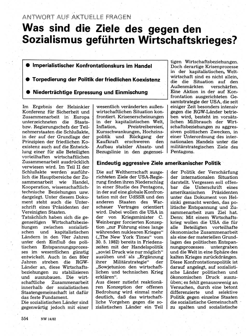 Neuer Weg (NW), Organ des Zentralkomitees (ZK) der SED (Sozialistische Einheitspartei Deutschlands) für Fragen des Parteilebens, 37. Jahrgang [Deutsche Demokratische Republik (DDR)] 1982, Seite 554 (NW ZK SED DDR 1982, S. 554)