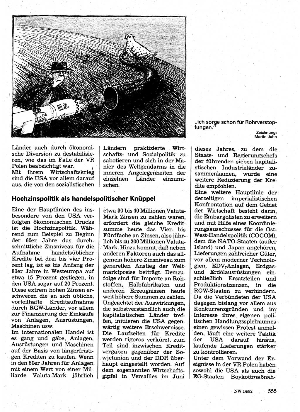 Neuer Weg (NW), Organ des Zentralkomitees (ZK) der SED (Sozialistische Einheitspartei Deutschlands) für Fragen des Parteilebens, 37. Jahrgang [Deutsche Demokratische Republik (DDR)] 1982, Seite 555 (NW ZK SED DDR 1982, S. 555)