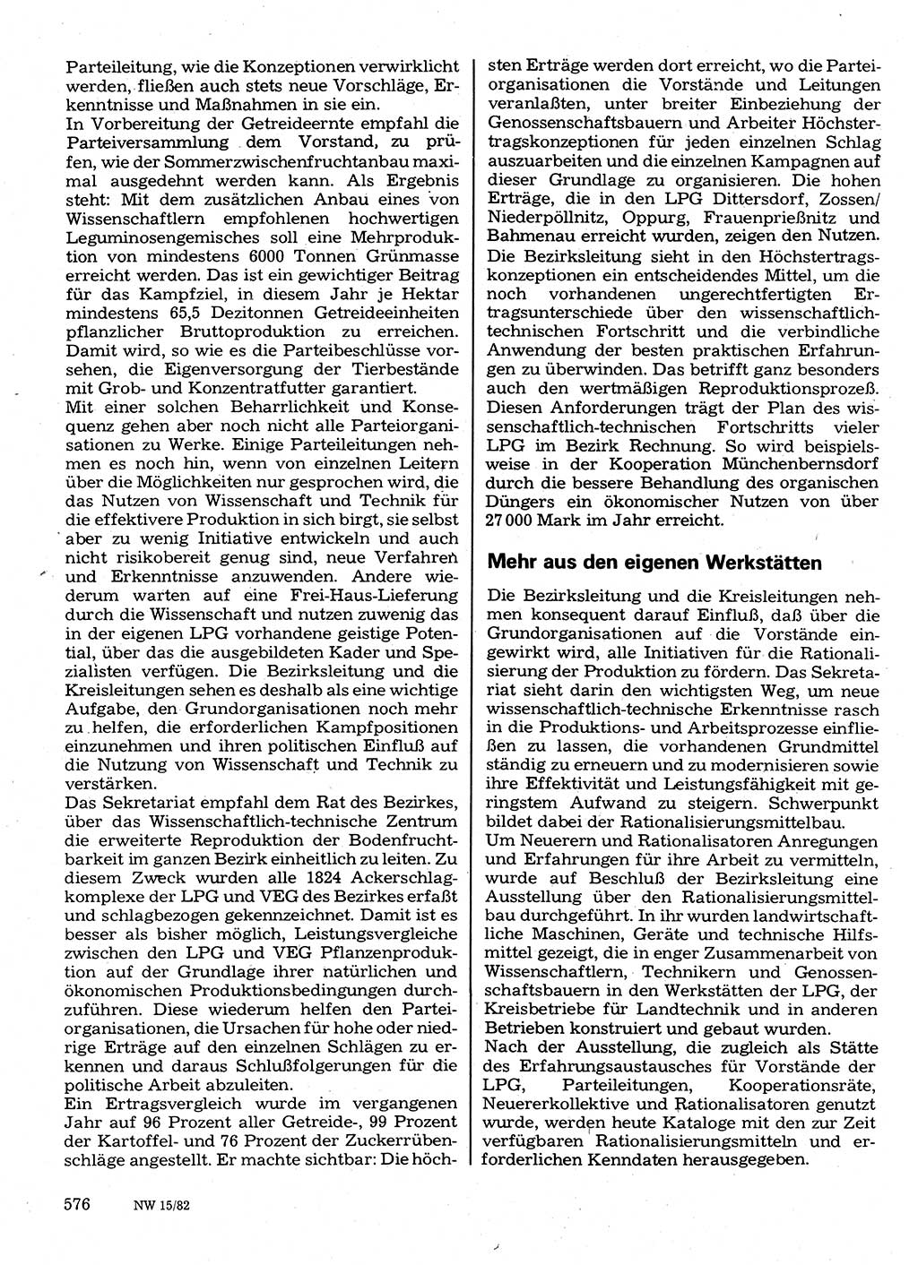 Neuer Weg (NW), Organ des Zentralkomitees (ZK) der SED (Sozialistische Einheitspartei Deutschlands) für Fragen des Parteilebens, 37. Jahrgang [Deutsche Demokratische Republik (DDR)] 1982, Seite 576 (NW ZK SED DDR 1982, S. 576)