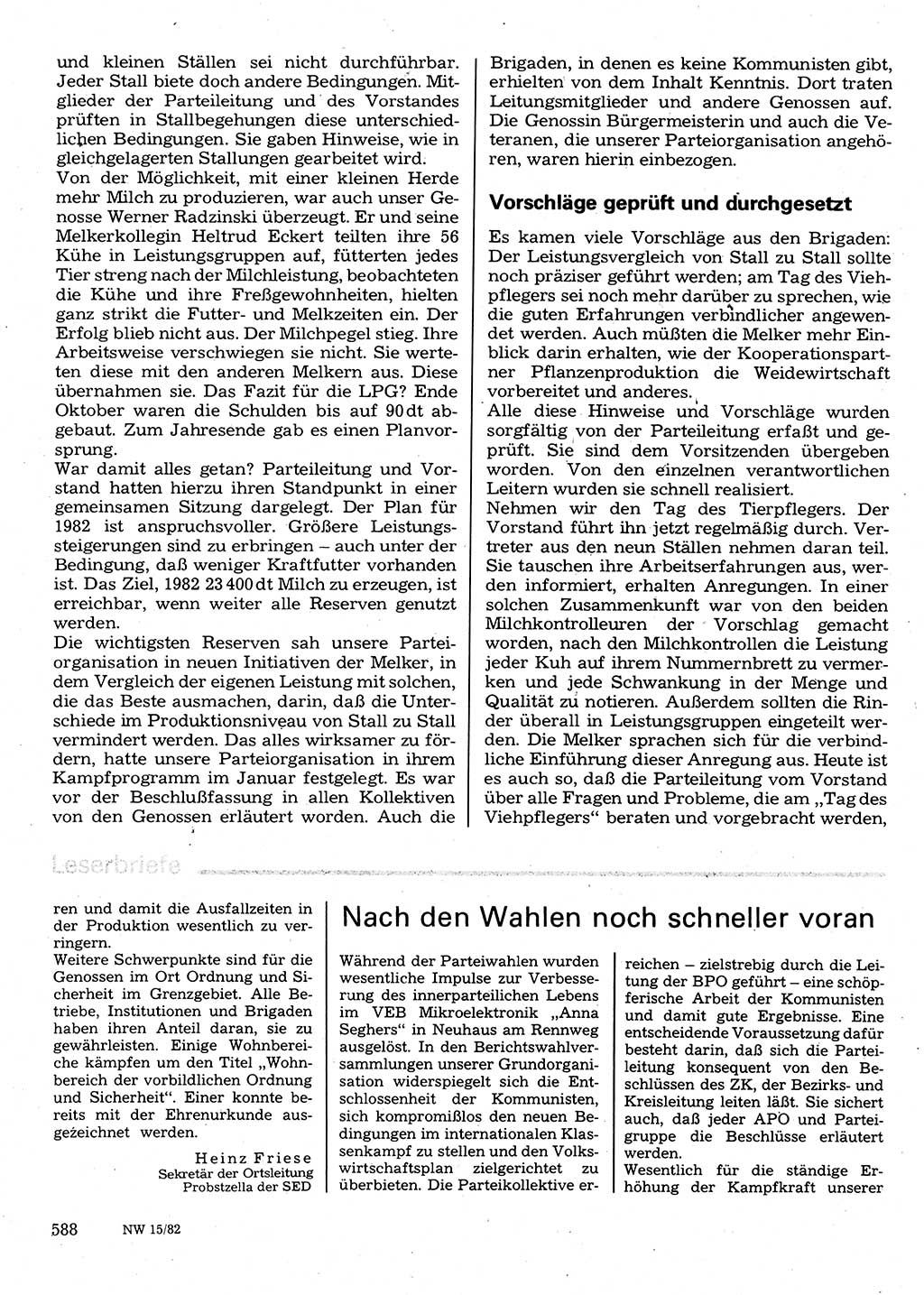 Neuer Weg (NW), Organ des Zentralkomitees (ZK) der SED (Sozialistische Einheitspartei Deutschlands) für Fragen des Parteilebens, 37. Jahrgang [Deutsche Demokratische Republik (DDR)] 1982, Seite 588 (NW ZK SED DDR 1982, S. 588)