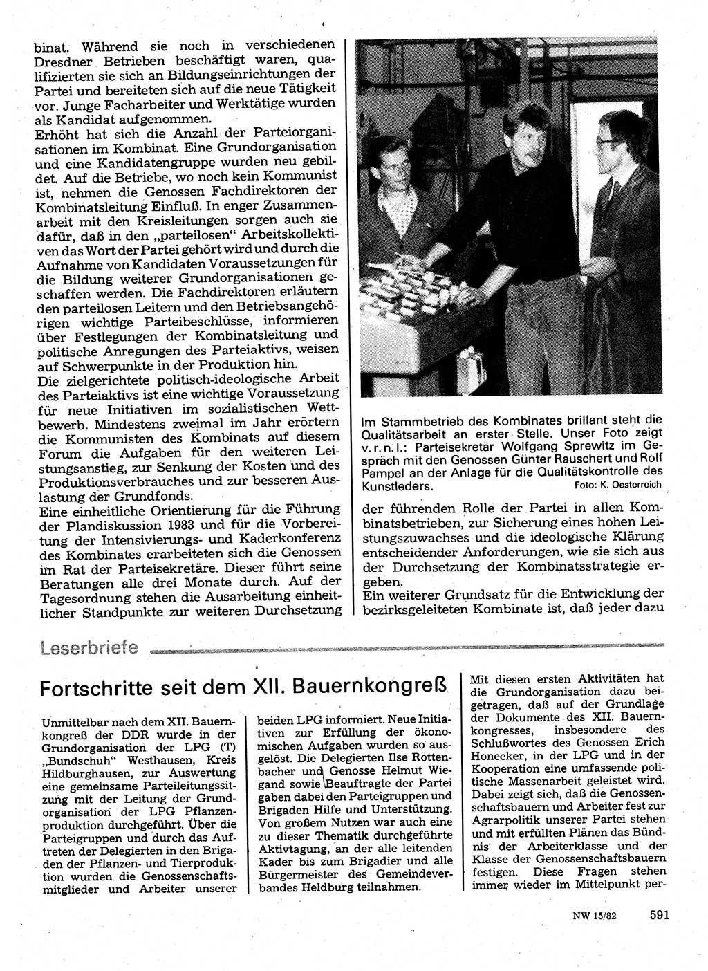 Neuer Weg (NW), Organ des Zentralkomitees (ZK) der SED (Sozialistische Einheitspartei Deutschlands) für Fragen des Parteilebens, 37. Jahrgang [Deutsche Demokratische Republik (DDR)] 1982, Seite 591 (NW ZK SED DDR 1982, S. 591)