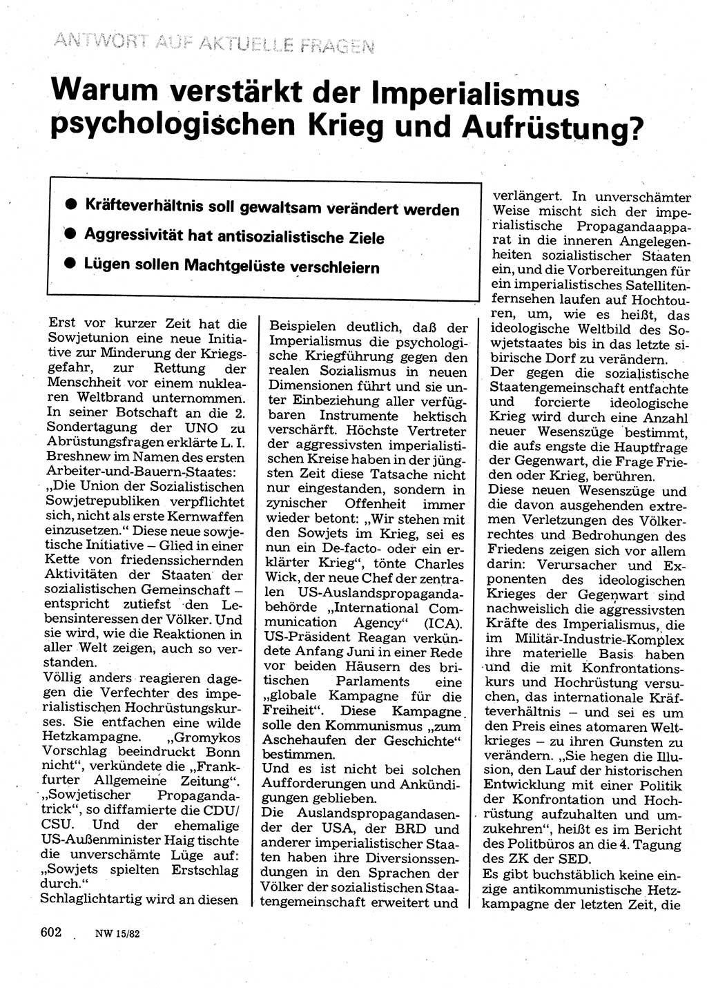 Neuer Weg (NW), Organ des Zentralkomitees (ZK) der SED (Sozialistische Einheitspartei Deutschlands) für Fragen des Parteilebens, 37. Jahrgang [Deutsche Demokratische Republik (DDR)] 1982, Seite 602 (NW ZK SED DDR 1982, S. 602)