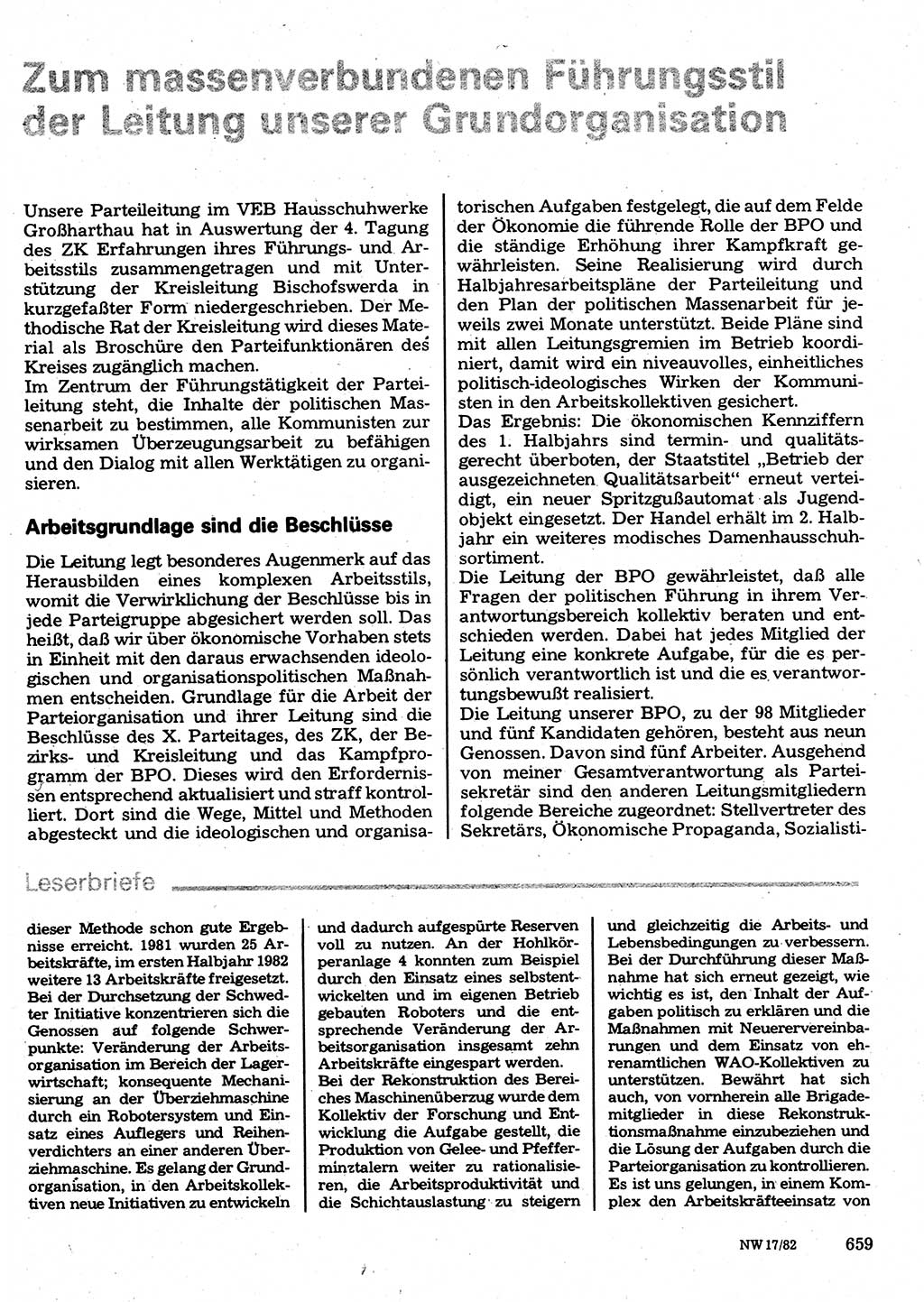 Neuer Weg (NW), Organ des Zentralkomitees (ZK) der SED (Sozialistische Einheitspartei Deutschlands) für Fragen des Parteilebens, 37. Jahrgang [Deutsche Demokratische Republik (DDR)] 1982, Seite 659 (NW ZK SED DDR 1982, S. 659)