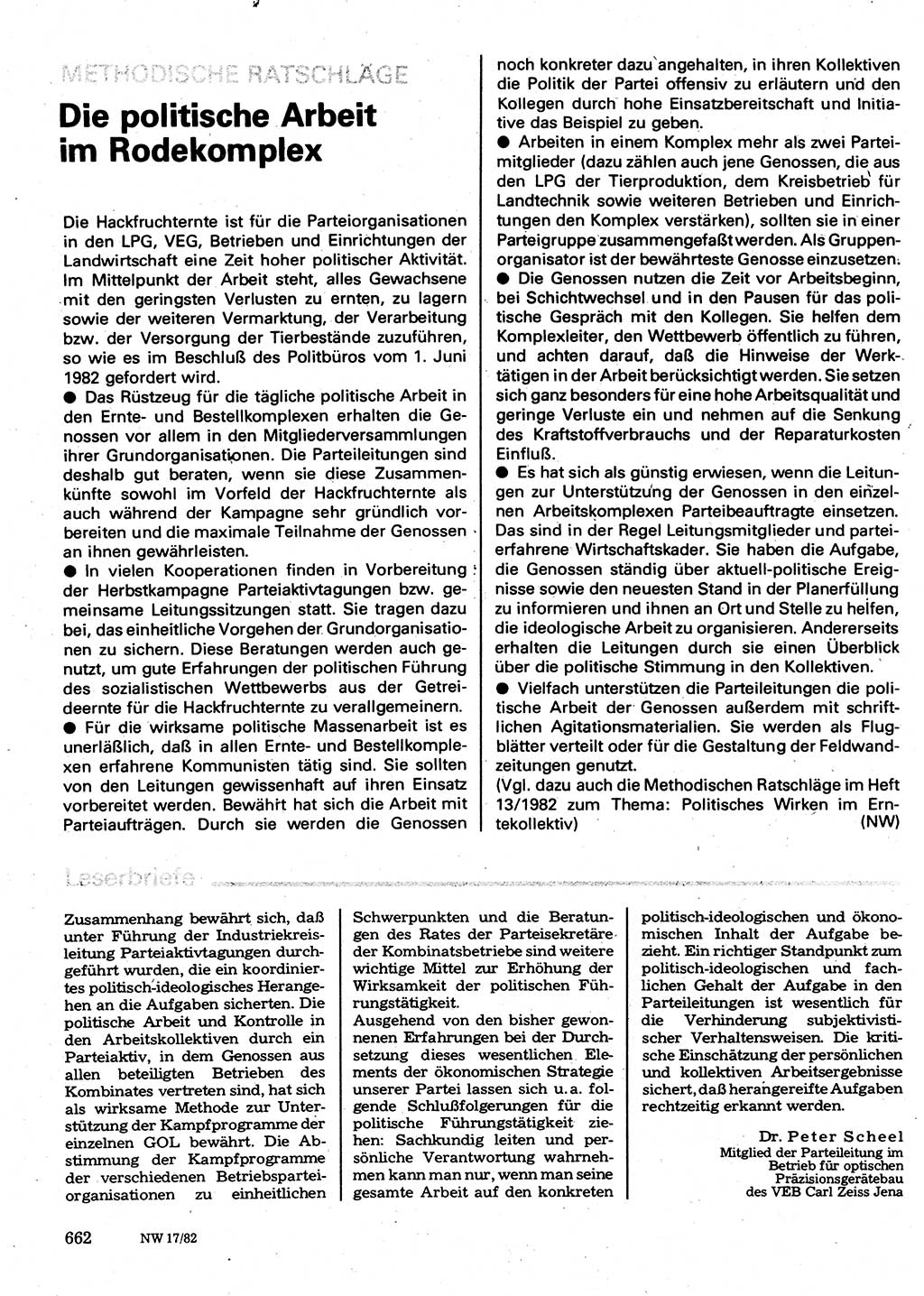 Neuer Weg (NW), Organ des Zentralkomitees (ZK) der SED (Sozialistische Einheitspartei Deutschlands) für Fragen des Parteilebens, 37. Jahrgang [Deutsche Demokratische Republik (DDR)] 1982, Seite 662 (NW ZK SED DDR 1982, S. 662)