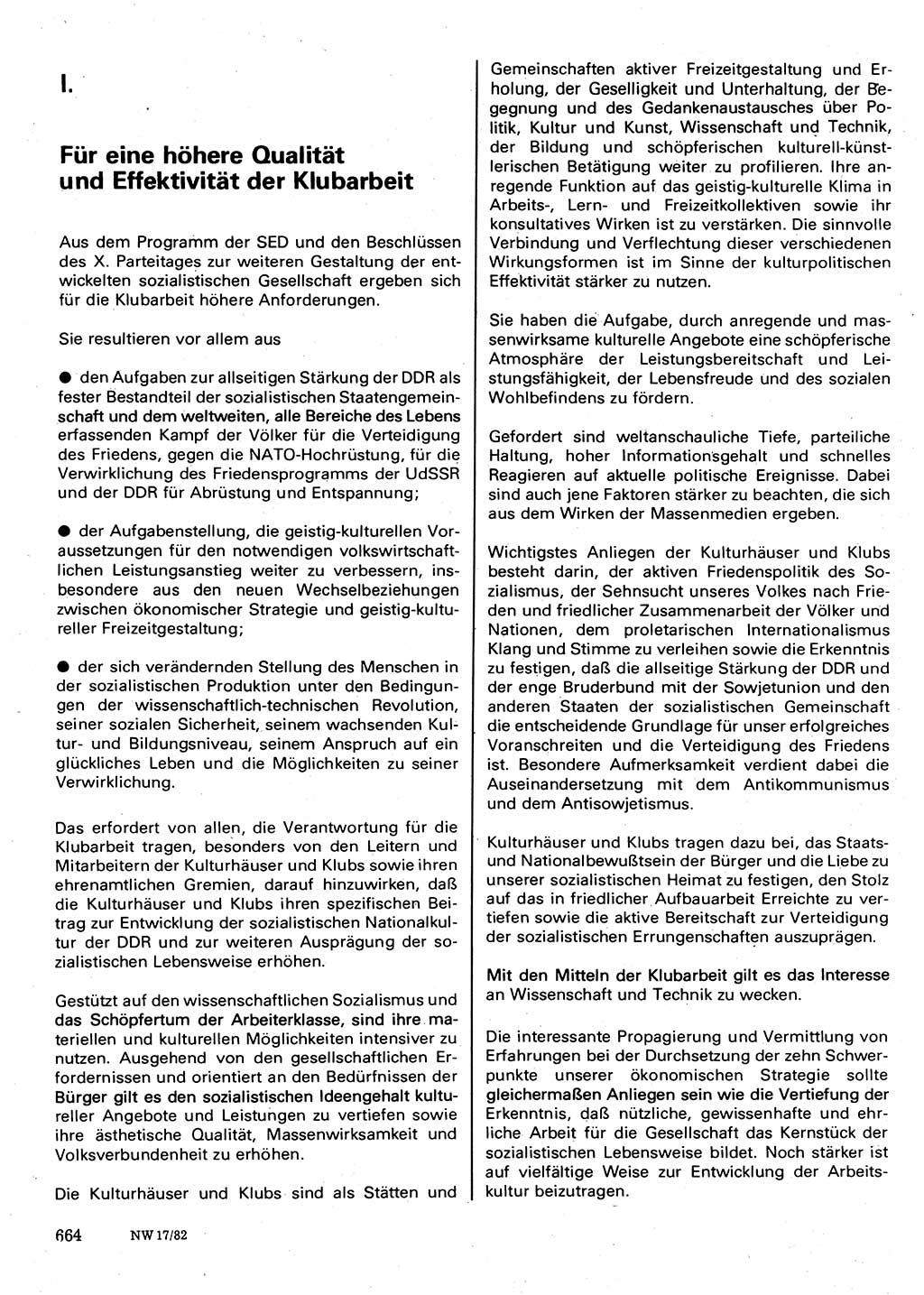 Neuer Weg (NW), Organ des Zentralkomitees (ZK) der SED (Sozialistische Einheitspartei Deutschlands) für Fragen des Parteilebens, 37. Jahrgang [Deutsche Demokratische Republik (DDR)] 1982, Seite 664 (NW ZK SED DDR 1982, S. 664)