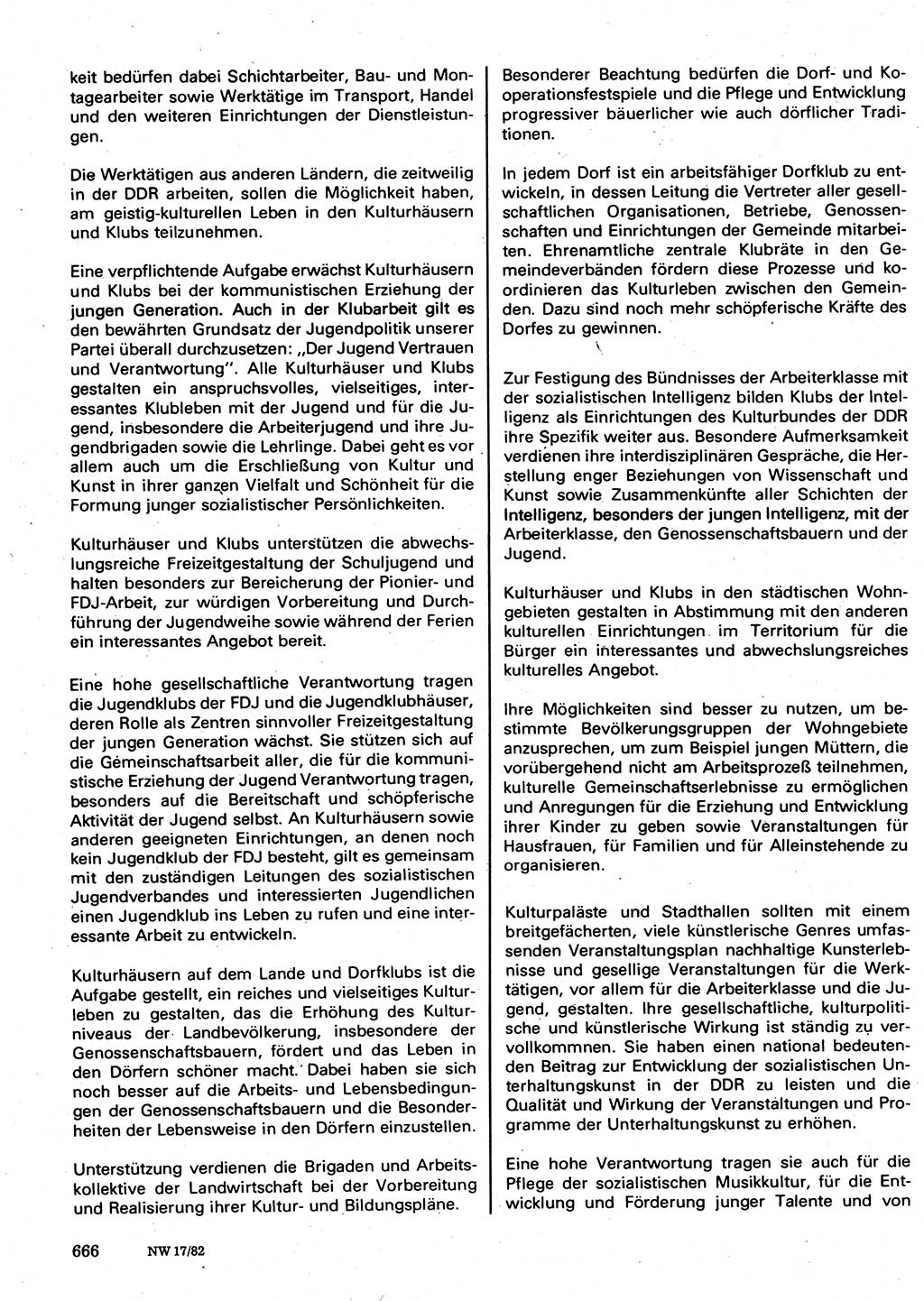 Neuer Weg (NW), Organ des Zentralkomitees (ZK) der SED (Sozialistische Einheitspartei Deutschlands) für Fragen des Parteilebens, 37. Jahrgang [Deutsche Demokratische Republik (DDR)] 1982, Seite 666 (NW ZK SED DDR 1982, S. 666)