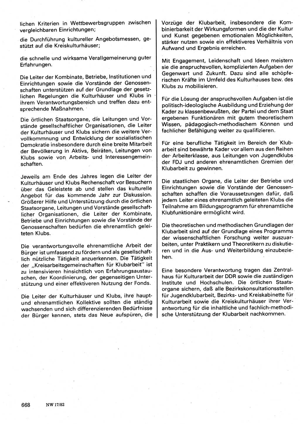 Neuer Weg (NW), Organ des Zentralkomitees (ZK) der SED (Sozialistische Einheitspartei Deutschlands) für Fragen des Parteilebens, 37. Jahrgang [Deutsche Demokratische Republik (DDR)] 1982, Seite 668 (NW ZK SED DDR 1982, S. 668)
