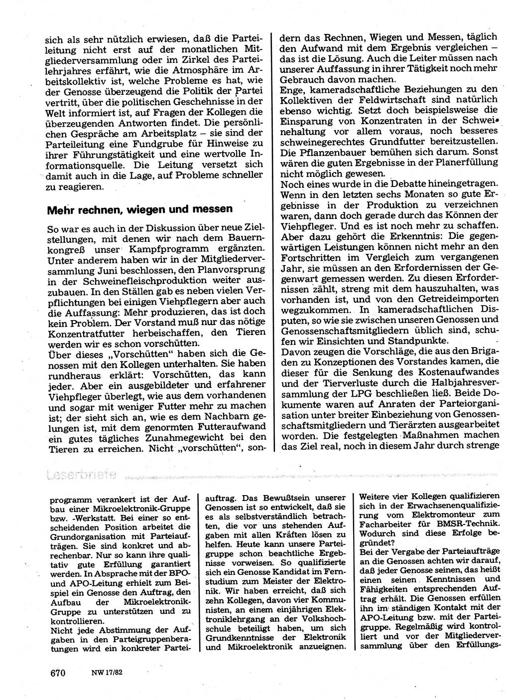 Neuer Weg (NW), Organ des Zentralkomitees (ZK) der SED (Sozialistische Einheitspartei Deutschlands) für Fragen des Parteilebens, 37. Jahrgang [Deutsche Demokratische Republik (DDR)] 1982, Seite 670 (NW ZK SED DDR 1982, S. 670)