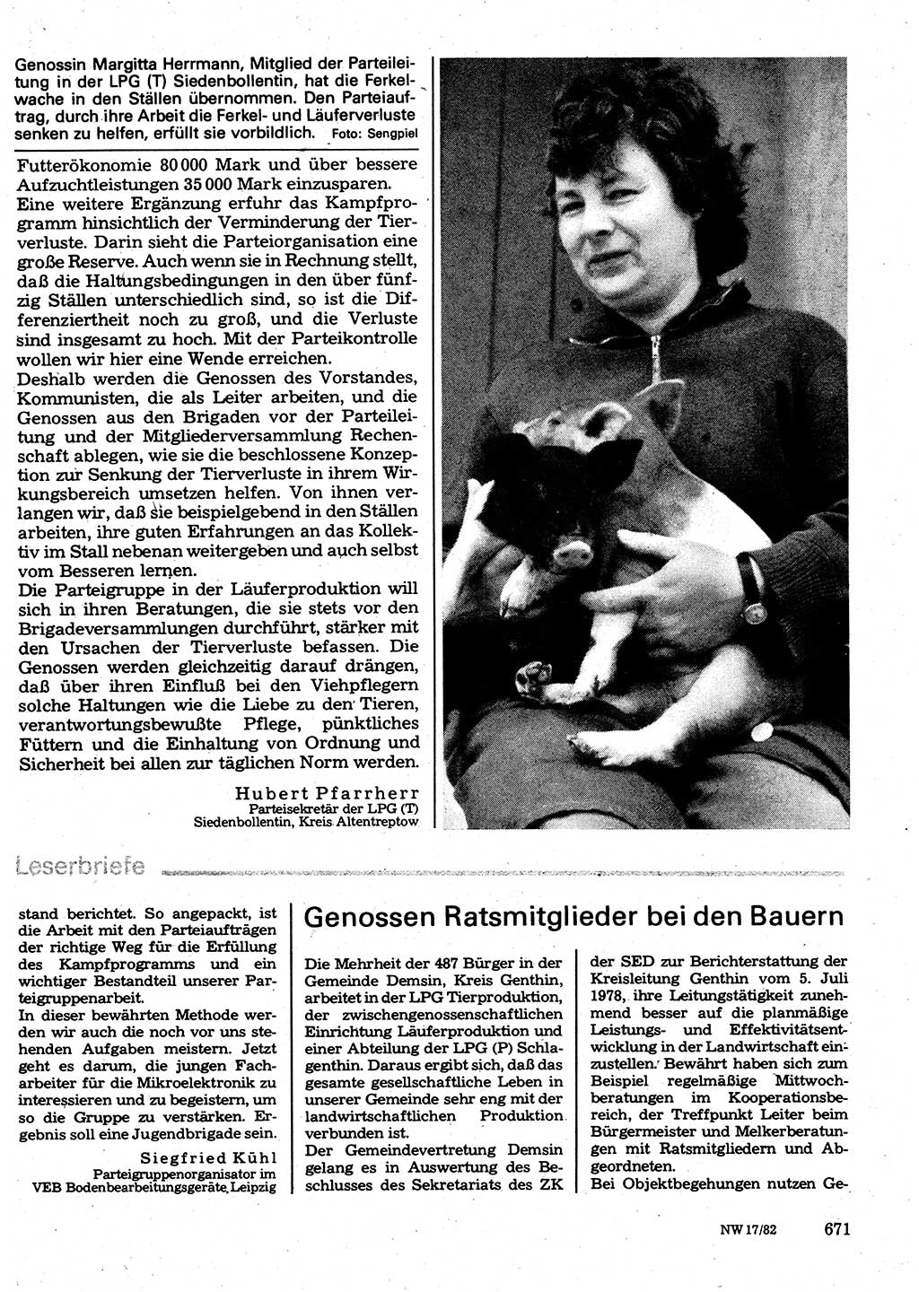 Neuer Weg (NW), Organ des Zentralkomitees (ZK) der SED (Sozialistische Einheitspartei Deutschlands) für Fragen des Parteilebens, 37. Jahrgang [Deutsche Demokratische Republik (DDR)] 1982, Seite 671 (NW ZK SED DDR 1982, S. 671)