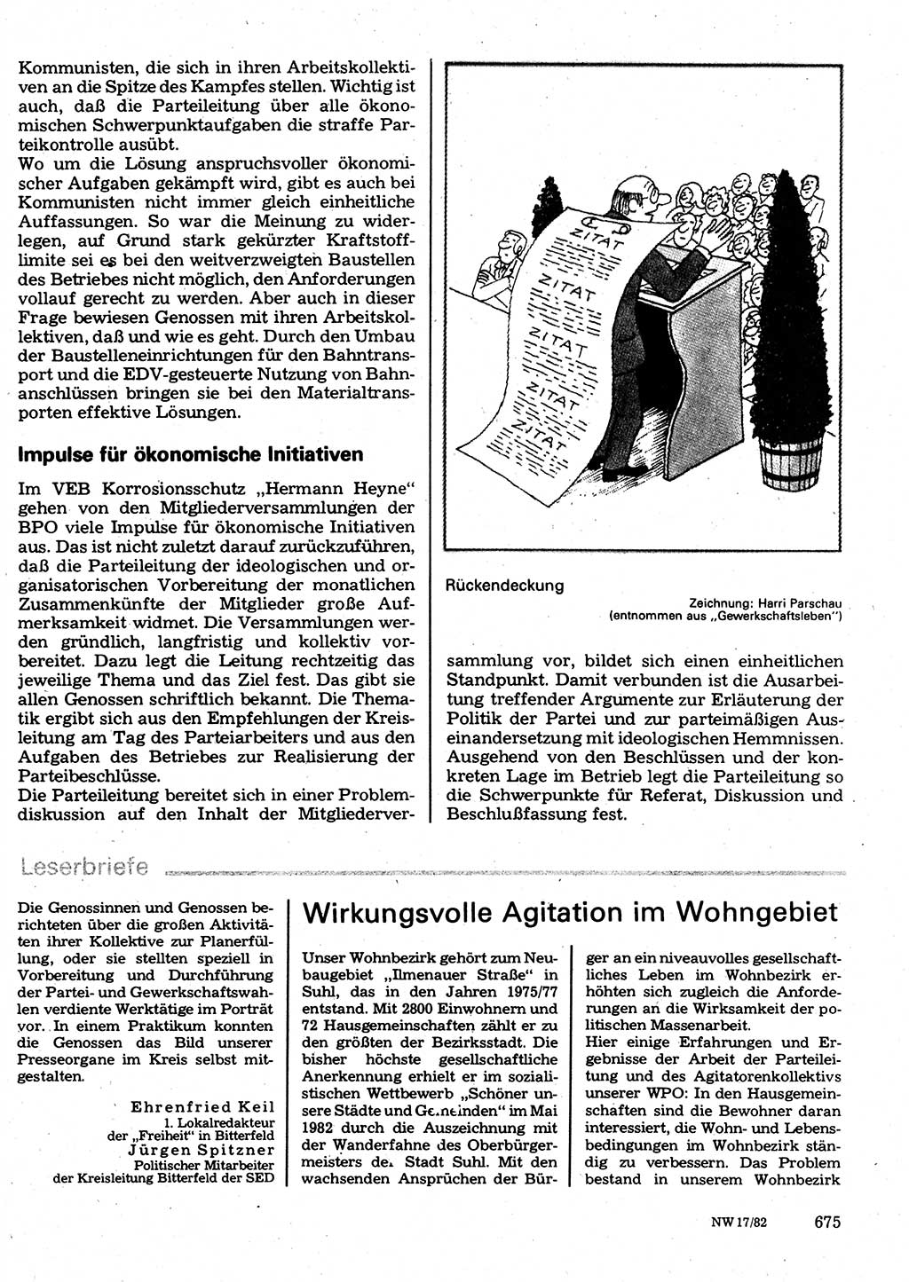 Neuer Weg (NW), Organ des Zentralkomitees (ZK) der SED (Sozialistische Einheitspartei Deutschlands) für Fragen des Parteilebens, 37. Jahrgang [Deutsche Demokratische Republik (DDR)] 1982, Seite 675 (NW ZK SED DDR 1982, S. 675)