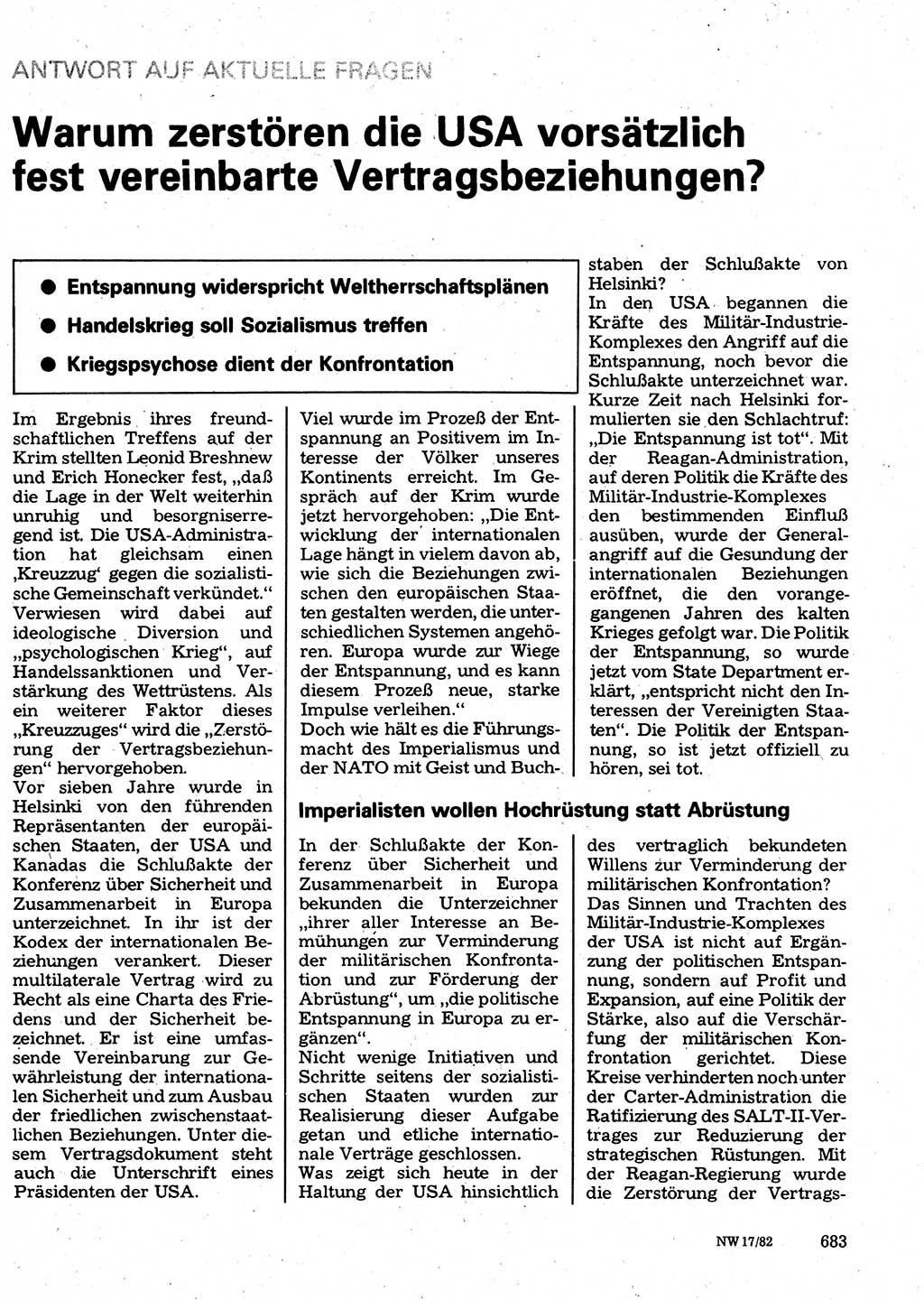 Neuer Weg (NW), Organ des Zentralkomitees (ZK) der SED (Sozialistische Einheitspartei Deutschlands) für Fragen des Parteilebens, 37. Jahrgang [Deutsche Demokratische Republik (DDR)] 1982, Seite 683 (NW ZK SED DDR 1982, S. 683)