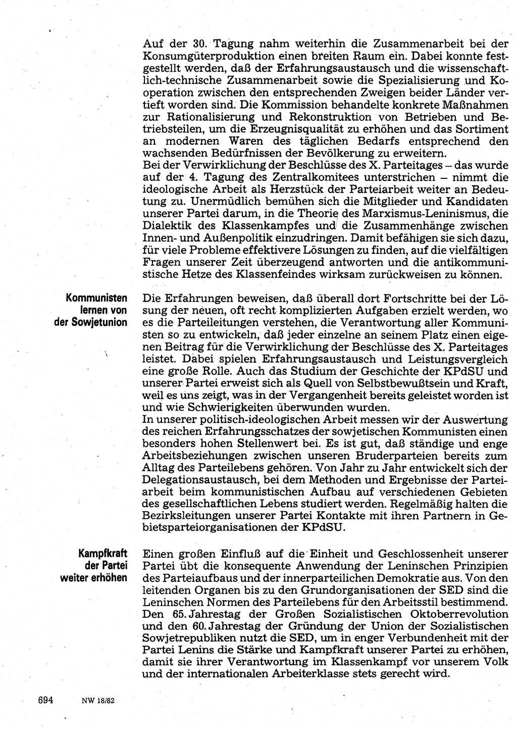 Neuer Weg (NW), Organ des Zentralkomitees (ZK) der SED (Sozialistische Einheitspartei Deutschlands) für Fragen des Parteilebens, 37. Jahrgang [Deutsche Demokratische Republik (DDR)] 1982, Seite 694 (NW ZK SED DDR 1982, S. 694)