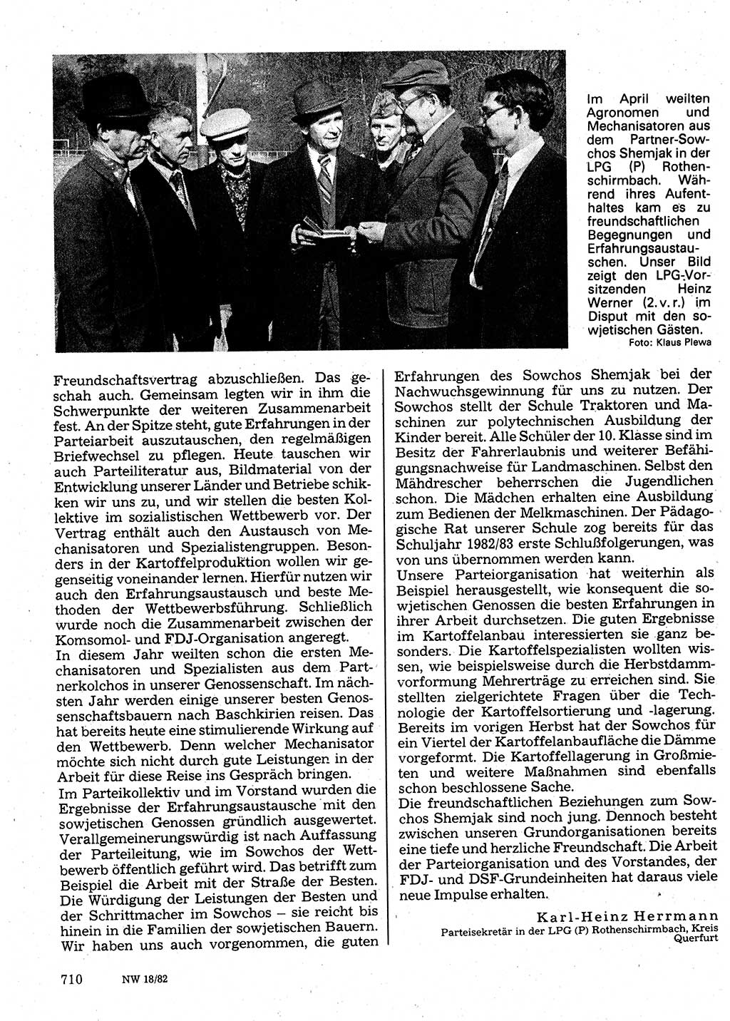 Neuer Weg (NW), Organ des Zentralkomitees (ZK) der SED (Sozialistische Einheitspartei Deutschlands) für Fragen des Parteilebens, 37. Jahrgang [Deutsche Demokratische Republik (DDR)] 1982, Seite 710 (NW ZK SED DDR 1982, S. 710)