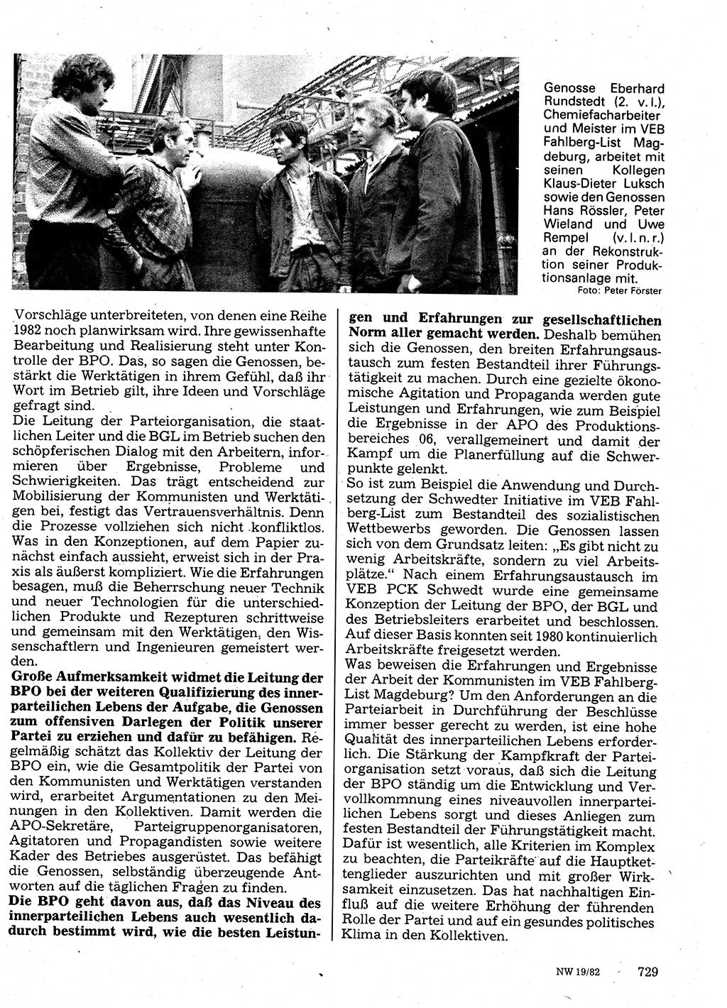 Neuer Weg (NW), Organ des Zentralkomitees (ZK) der SED (Sozialistische Einheitspartei Deutschlands) für Fragen des Parteilebens, 37. Jahrgang [Deutsche Demokratische Republik (DDR)] 1982, Seite 729 (NW ZK SED DDR 1982, S. 729)