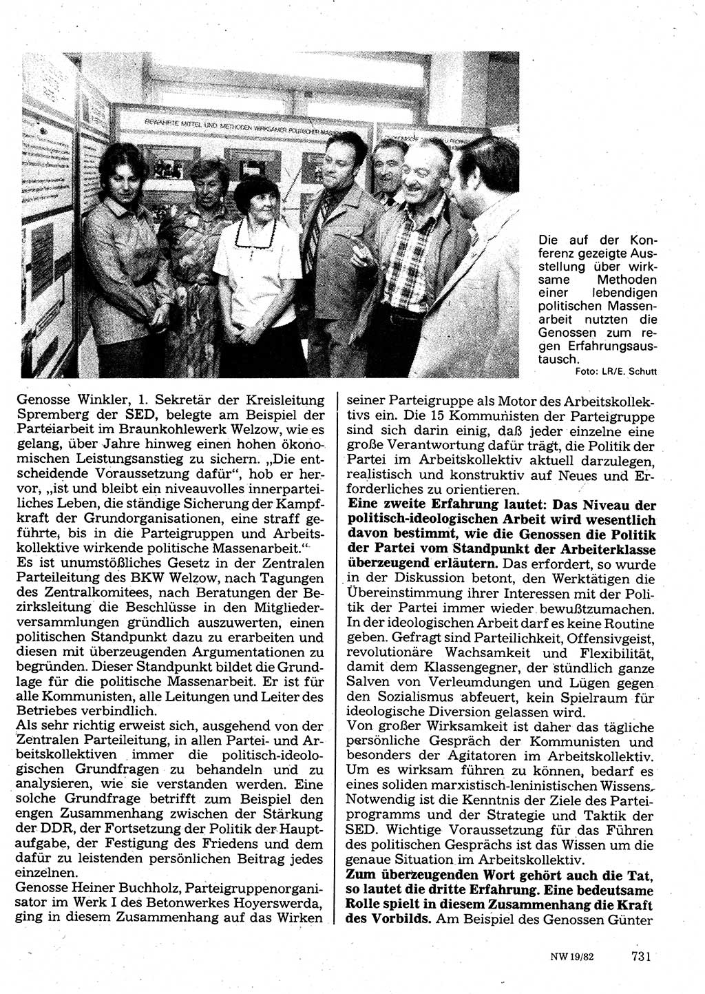 Neuer Weg (NW), Organ des Zentralkomitees (ZK) der SED (Sozialistische Einheitspartei Deutschlands) für Fragen des Parteilebens, 37. Jahrgang [Deutsche Demokratische Republik (DDR)] 1982, Seite 731 (NW ZK SED DDR 1982, S. 731)