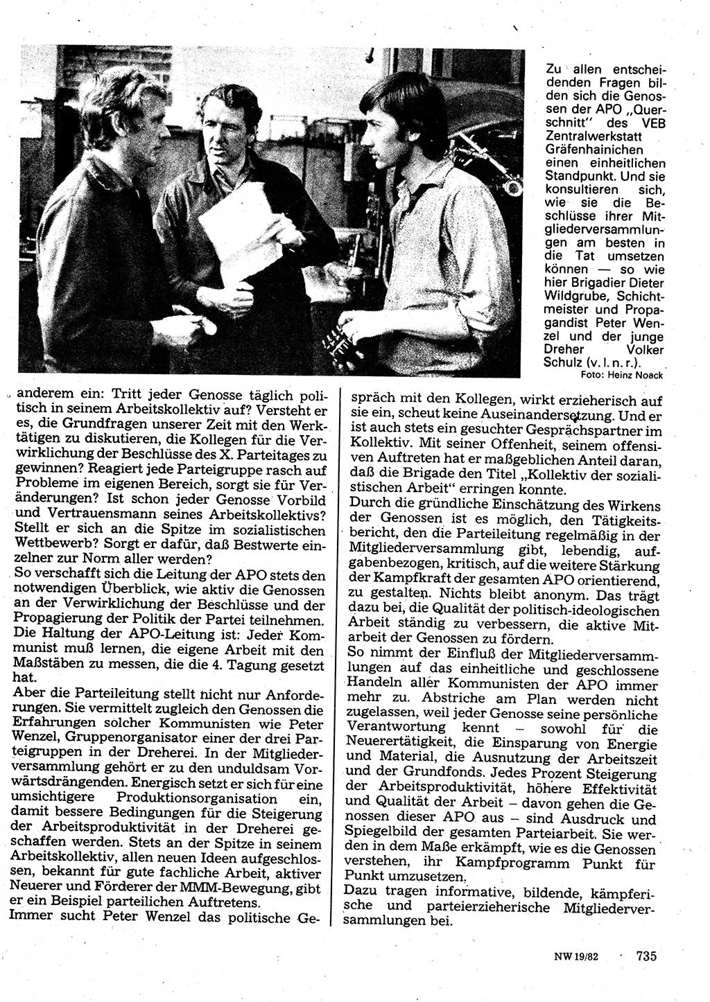 Neuer Weg (NW), Organ des Zentralkomitees (ZK) der SED (Sozialistische Einheitspartei Deutschlands) für Fragen des Parteilebens, 37. Jahrgang [Deutsche Demokratische Republik (DDR)] 1982, Seite 735 (NW ZK SED DDR 1982, S. 735)