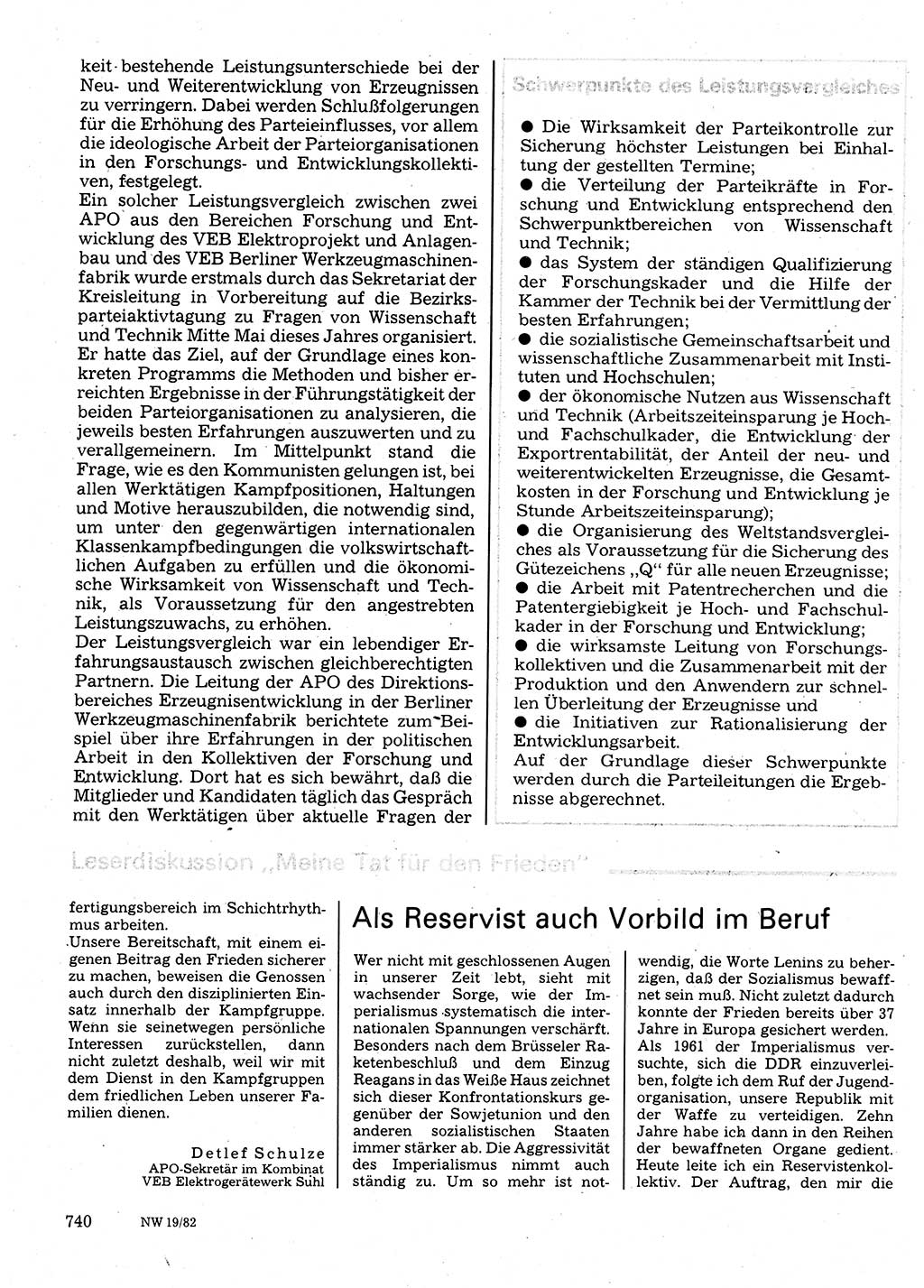 Neuer Weg (NW), Organ des Zentralkomitees (ZK) der SED (Sozialistische Einheitspartei Deutschlands) für Fragen des Parteilebens, 37. Jahrgang [Deutsche Demokratische Republik (DDR)] 1982, Seite 740 (NW ZK SED DDR 1982, S. 740)