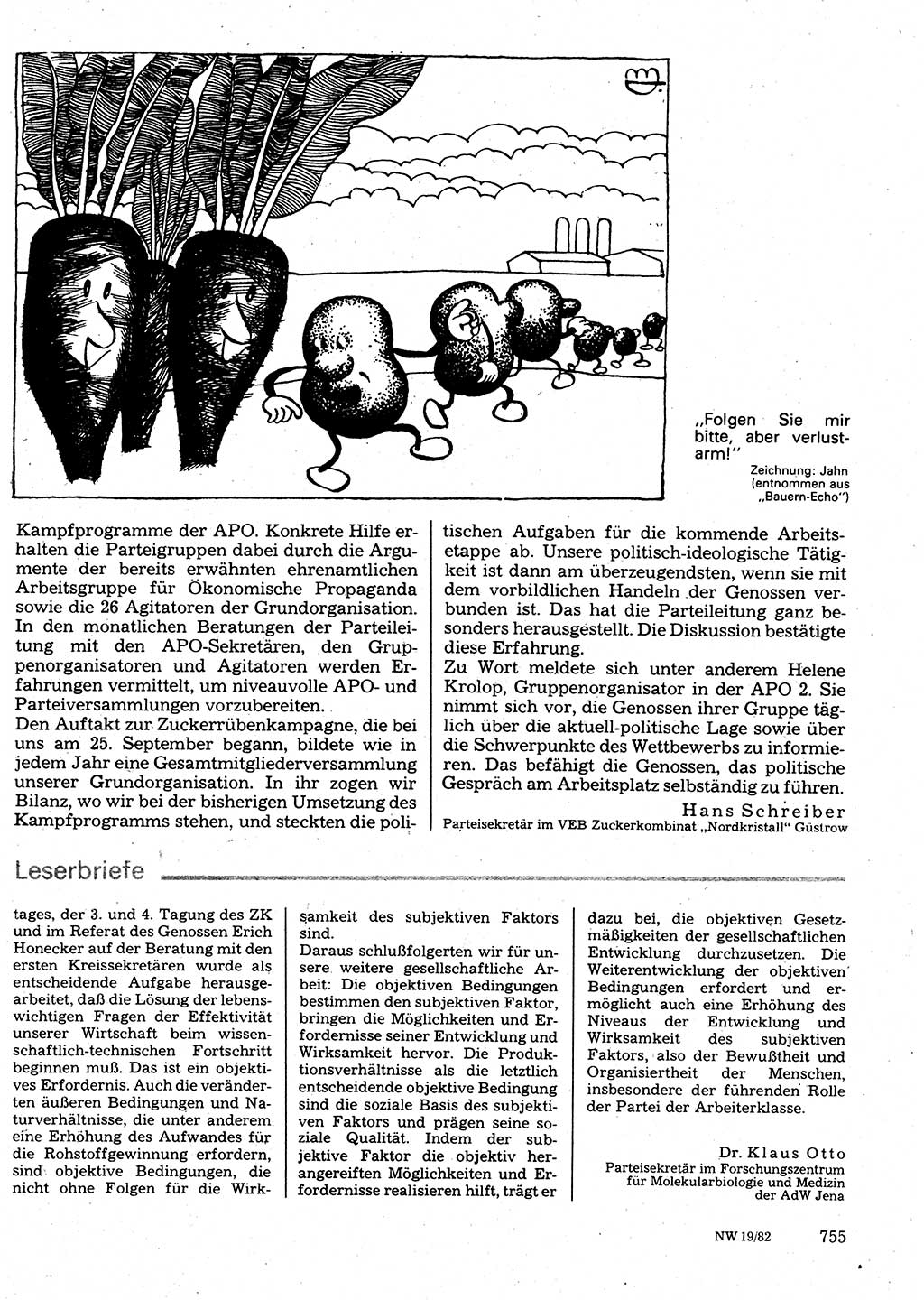 Neuer Weg (NW), Organ des Zentralkomitees (ZK) der SED (Sozialistische Einheitspartei Deutschlands) für Fragen des Parteilebens, 37. Jahrgang [Deutsche Demokratische Republik (DDR)] 1982, Seite 755 (NW ZK SED DDR 1982, S. 755)