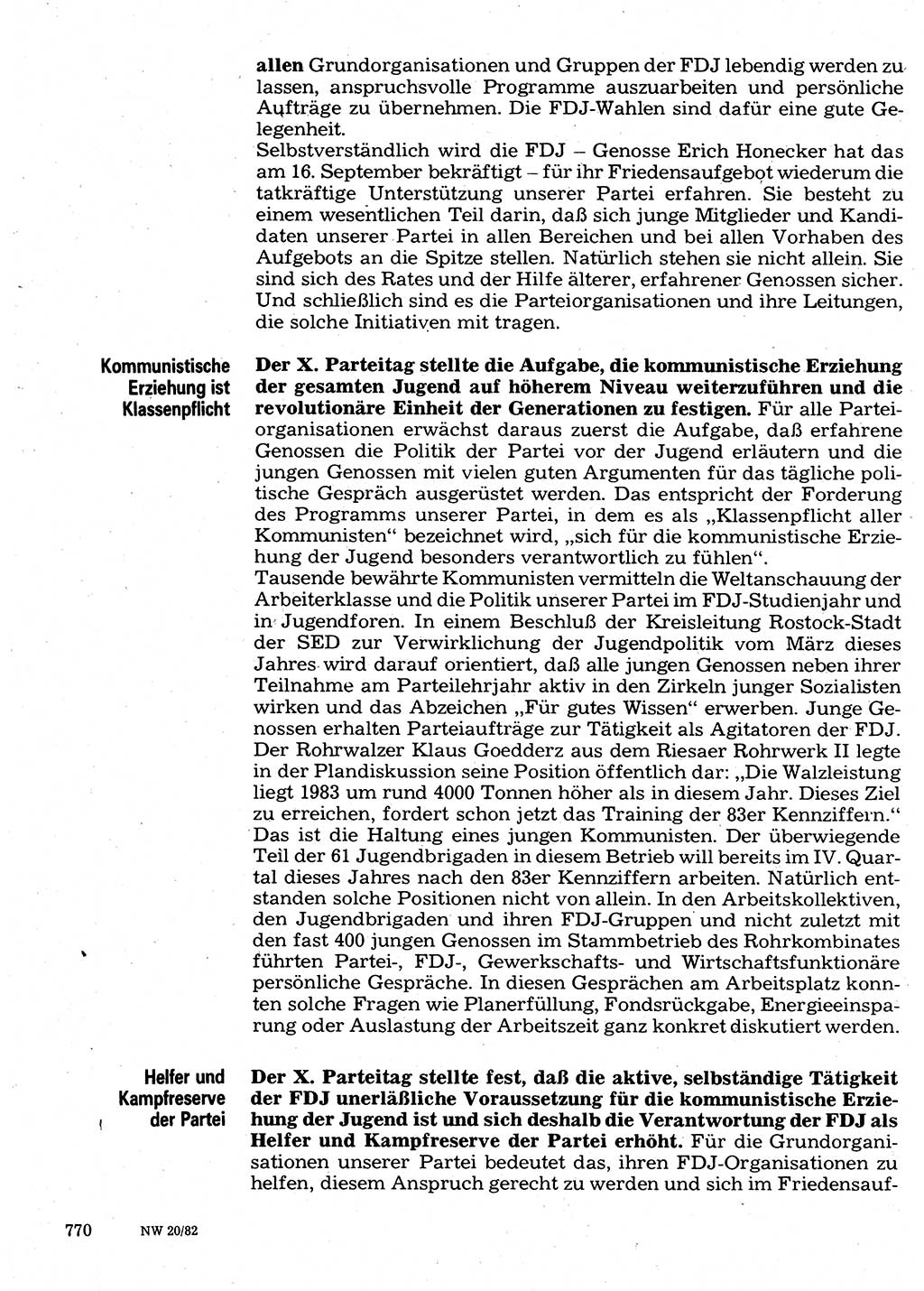 Neuer Weg (NW), Organ des Zentralkomitees (ZK) der SED (Sozialistische Einheitspartei Deutschlands) für Fragen des Parteilebens, 37. Jahrgang [Deutsche Demokratische Republik (DDR)] 1982, Seite 770 (NW ZK SED DDR 1982, S. 770)