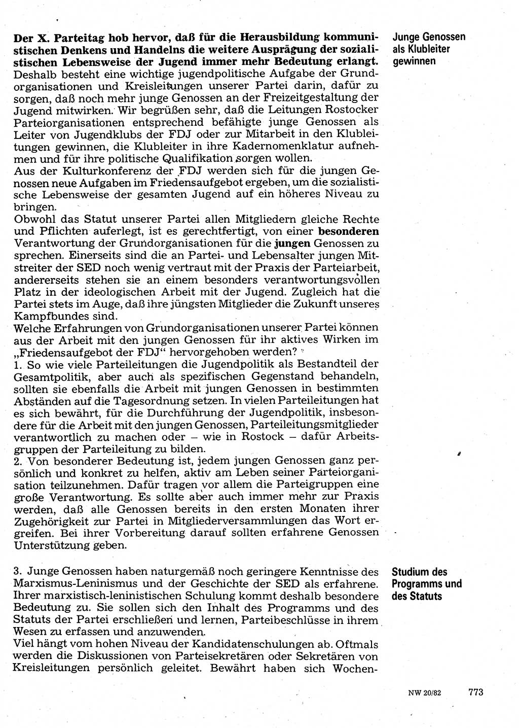 Neuer Weg (NW), Organ des Zentralkomitees (ZK) der SED (Sozialistische Einheitspartei Deutschlands) für Fragen des Parteilebens, 37. Jahrgang [Deutsche Demokratische Republik (DDR)] 1982, Seite 773 (NW ZK SED DDR 1982, S. 773)