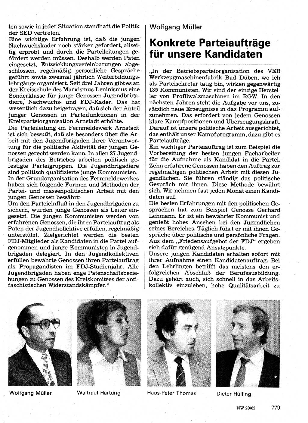 Neuer Weg (NW), Organ des Zentralkomitees (ZK) der SED (Sozialistische Einheitspartei Deutschlands) für Fragen des Parteilebens, 37. Jahrgang [Deutsche Demokratische Republik (DDR)] 1982, Seite 779 (NW ZK SED DDR 1982, S. 779)