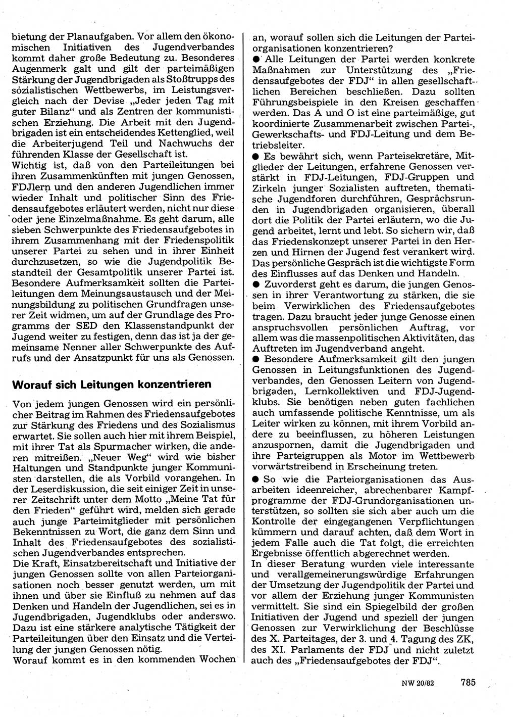 Neuer Weg (NW), Organ des Zentralkomitees (ZK) der SED (Sozialistische Einheitspartei Deutschlands) für Fragen des Parteilebens, 37. Jahrgang [Deutsche Demokratische Republik (DDR)] 1982, Seite 785 (NW ZK SED DDR 1982, S. 785)