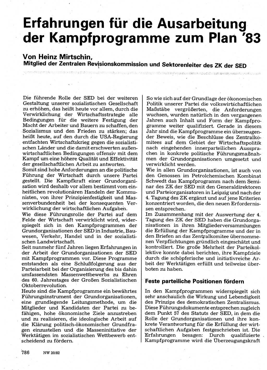 Neuer Weg (NW), Organ des Zentralkomitees (ZK) der SED (Sozialistische Einheitspartei Deutschlands) für Fragen des Parteilebens, 37. Jahrgang [Deutsche Demokratische Republik (DDR)] 1982, Seite 786 (NW ZK SED DDR 1982, S. 786)