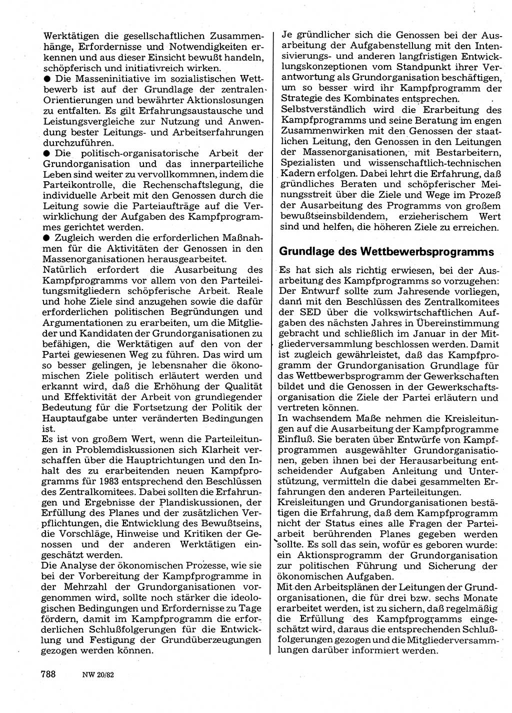Neuer Weg (NW), Organ des Zentralkomitees (ZK) der SED (Sozialistische Einheitspartei Deutschlands) für Fragen des Parteilebens, 37. Jahrgang [Deutsche Demokratische Republik (DDR)] 1982, Seite 788 (NW ZK SED DDR 1982, S. 788)