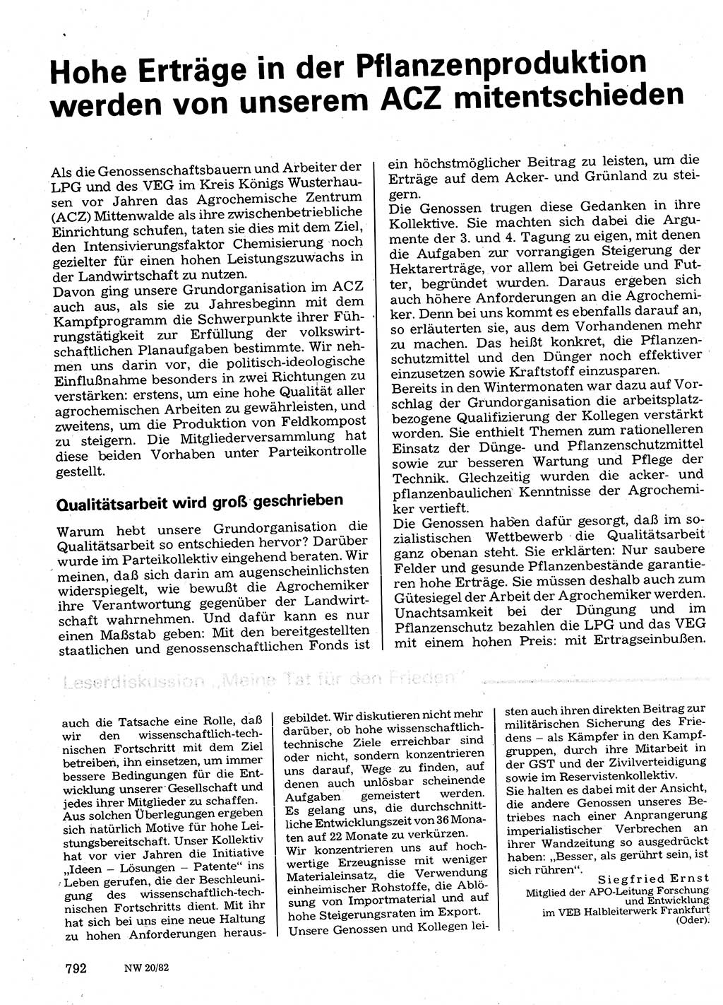 Neuer Weg (NW), Organ des Zentralkomitees (ZK) der SED (Sozialistische Einheitspartei Deutschlands) für Fragen des Parteilebens, 37. Jahrgang [Deutsche Demokratische Republik (DDR)] 1982, Seite 792 (NW ZK SED DDR 1982, S. 792)