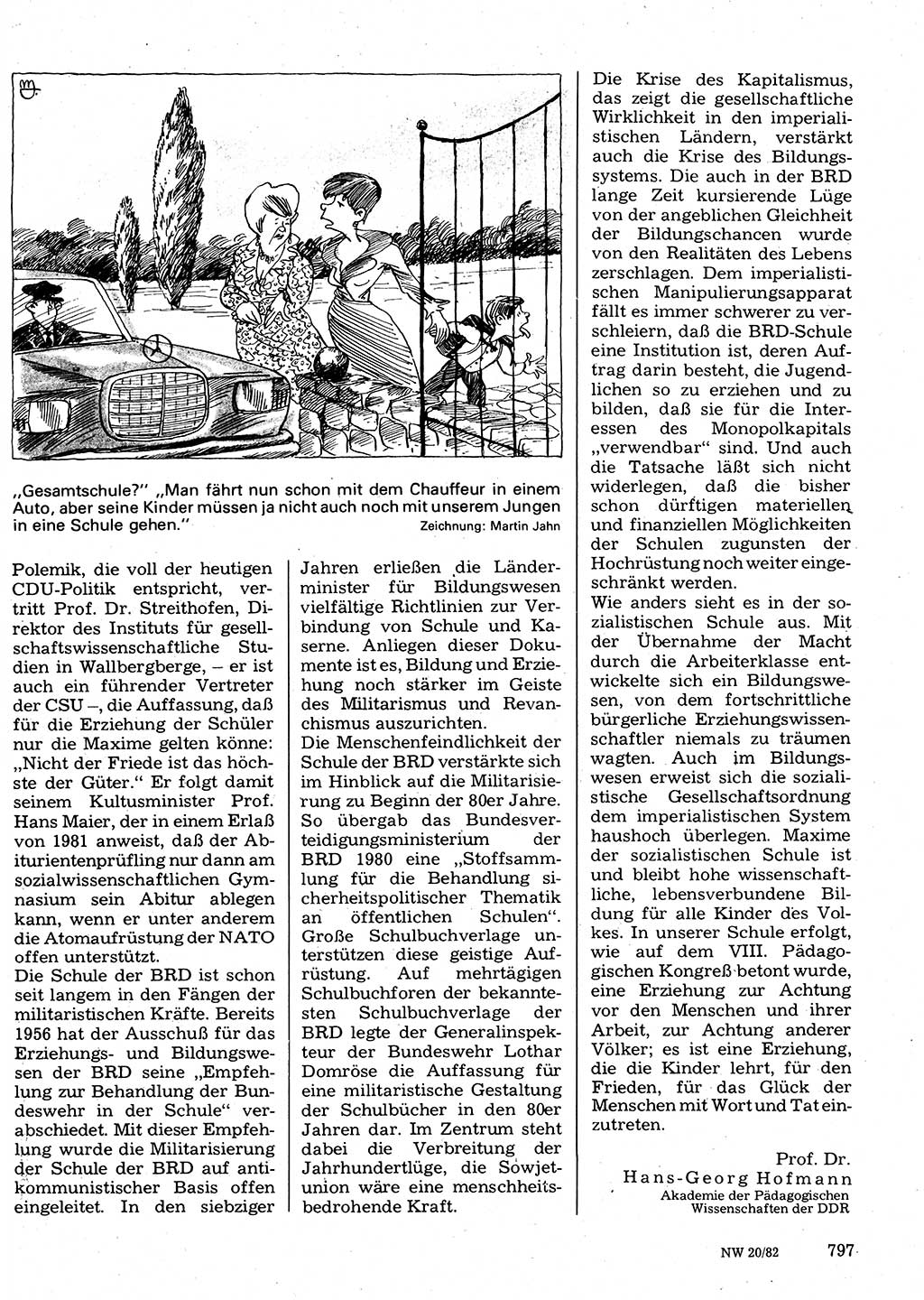 Neuer Weg (NW), Organ des Zentralkomitees (ZK) der SED (Sozialistische Einheitspartei Deutschlands) für Fragen des Parteilebens, 37. Jahrgang [Deutsche Demokratische Republik (DDR)] 1982, Seite 797 (NW ZK SED DDR 1982, S. 797)