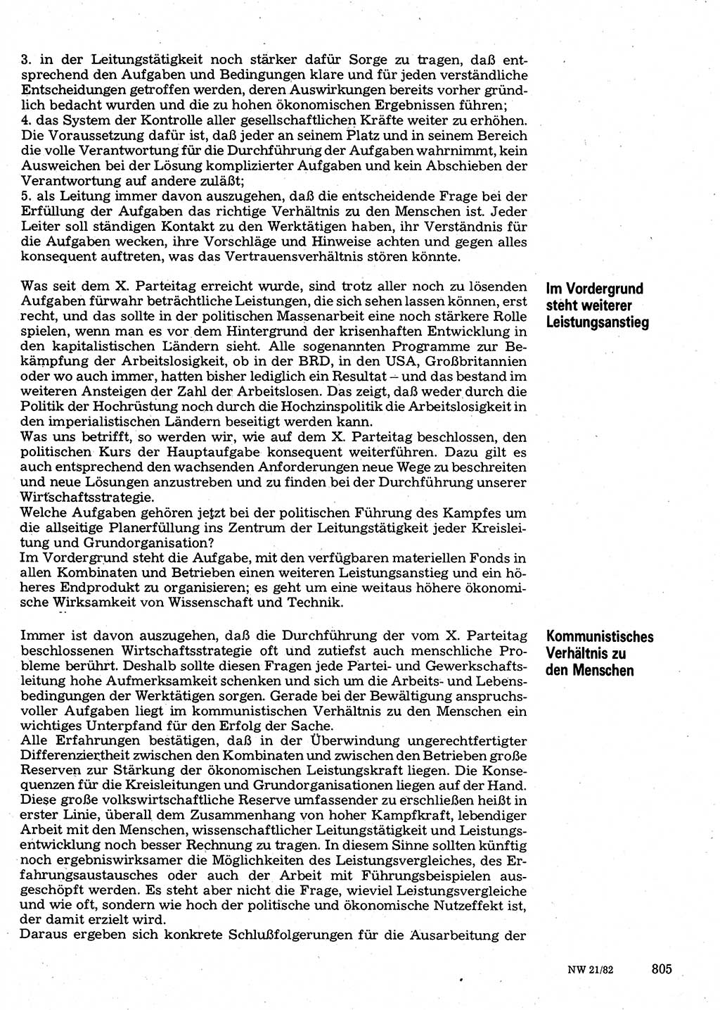 Neuer Weg (NW), Organ des Zentralkomitees (ZK) der SED (Sozialistische Einheitspartei Deutschlands) für Fragen des Parteilebens, 37. Jahrgang [Deutsche Demokratische Republik (DDR)] 1982, Seite 805 (NW ZK SED DDR 1982, S. 805)