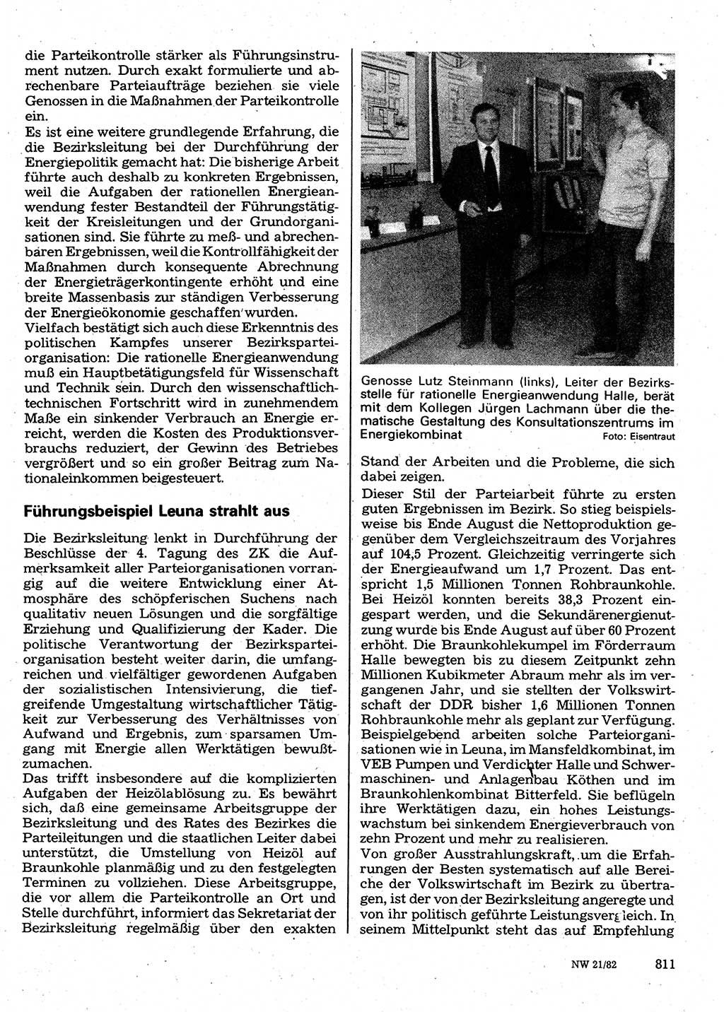 Neuer Weg (NW), Organ des Zentralkomitees (ZK) der SED (Sozialistische Einheitspartei Deutschlands) für Fragen des Parteilebens, 37. Jahrgang [Deutsche Demokratische Republik (DDR)] 1982, Seite 811 (NW ZK SED DDR 1982, S. 811)