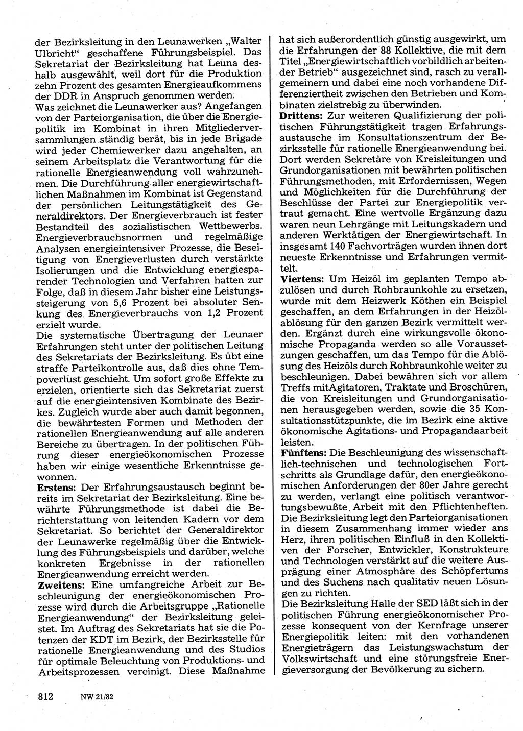Neuer Weg (NW), Organ des Zentralkomitees (ZK) der SED (Sozialistische Einheitspartei Deutschlands) fÃ¼r Fragen des Parteilebens, 37. Jahrgang [Deutsche Demokratische Republik (DDR)] 1982, Seite 812 (NW ZK SED DDR 1982, S. 812)