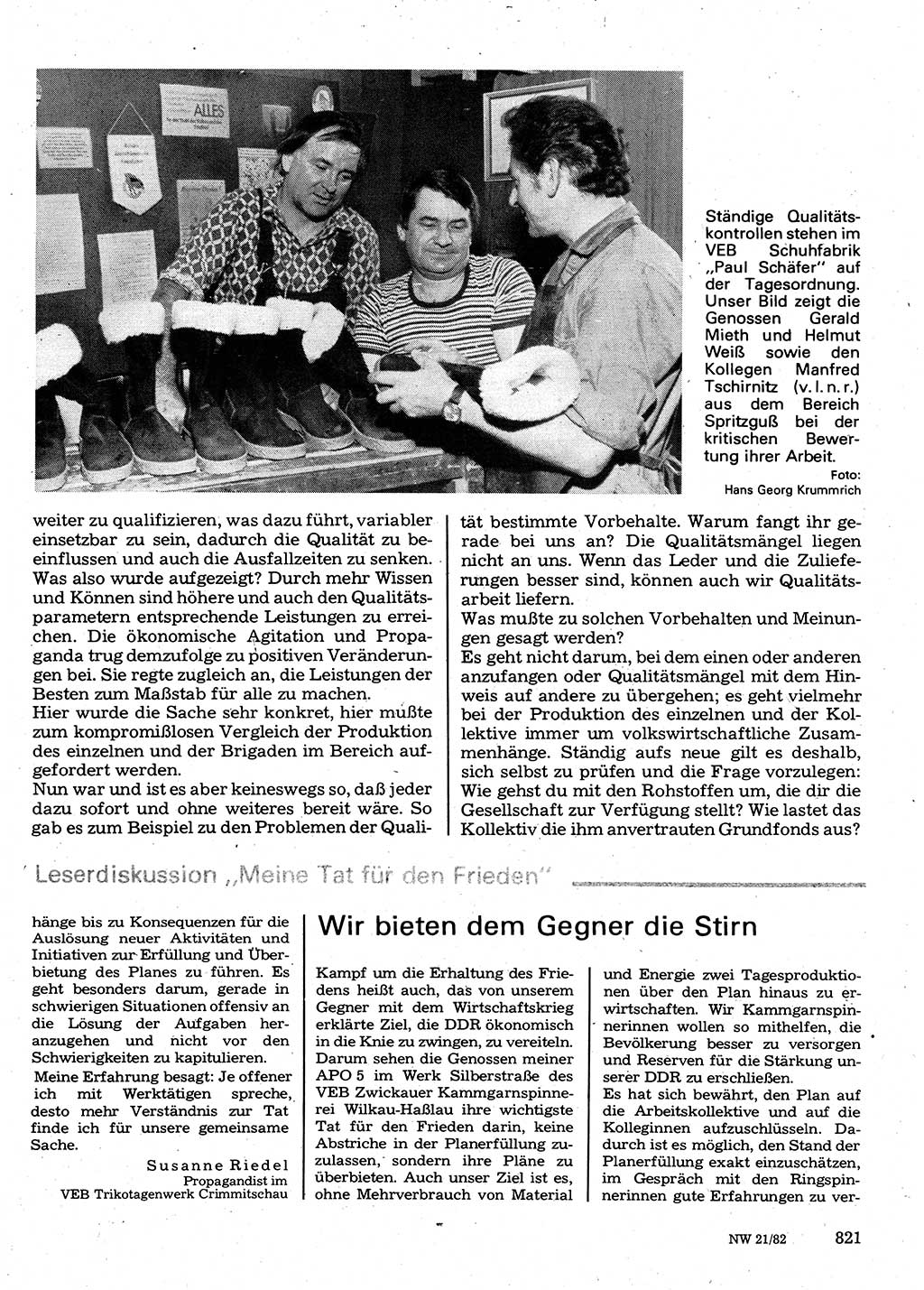 Neuer Weg (NW), Organ des Zentralkomitees (ZK) der SED (Sozialistische Einheitspartei Deutschlands) für Fragen des Parteilebens, 37. Jahrgang [Deutsche Demokratische Republik (DDR)] 1982, Seite 821 (NW ZK SED DDR 1982, S. 821)