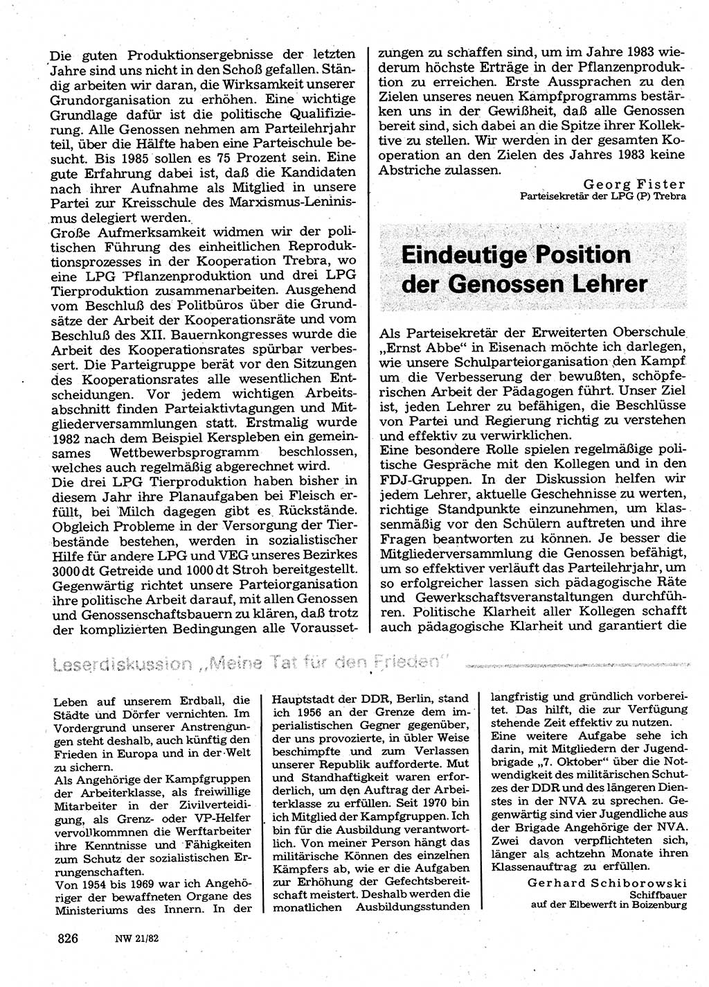 Neuer Weg (NW), Organ des Zentralkomitees (ZK) der SED (Sozialistische Einheitspartei Deutschlands) für Fragen des Parteilebens, 37. Jahrgang [Deutsche Demokratische Republik (DDR)] 1982, Seite 826 (NW ZK SED DDR 1982, S. 826)