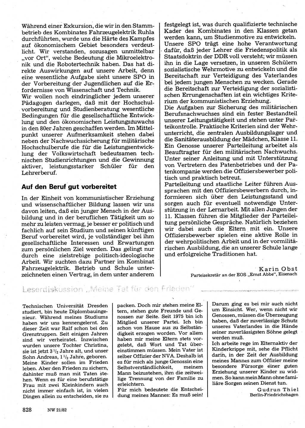 Neuer Weg (NW), Organ des Zentralkomitees (ZK) der SED (Sozialistische Einheitspartei Deutschlands) für Fragen des Parteilebens, 37. Jahrgang [Deutsche Demokratische Republik (DDR)] 1982, Seite 828 (NW ZK SED DDR 1982, S. 828)