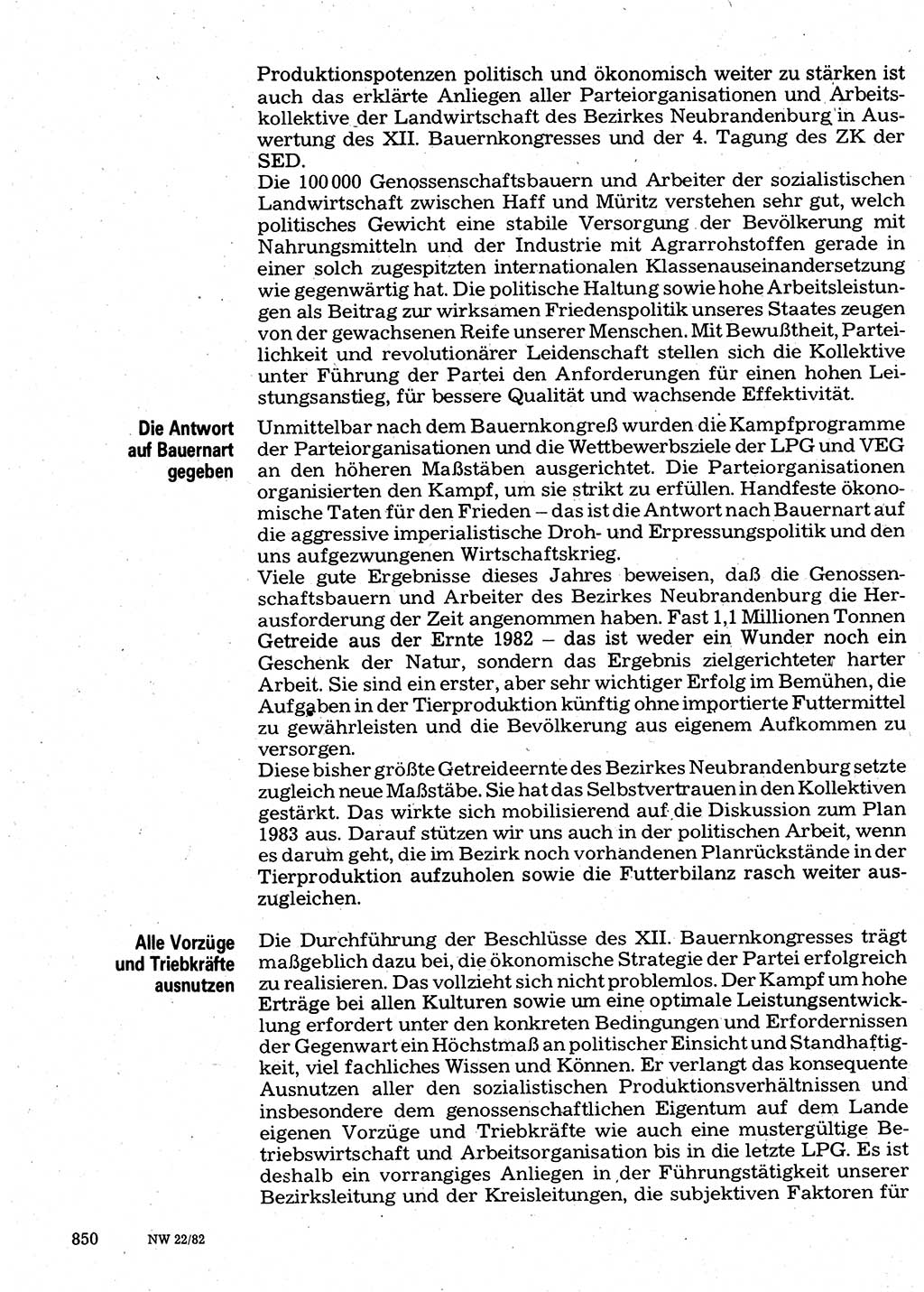 Neuer Weg (NW), Organ des Zentralkomitees (ZK) der SED (Sozialistische Einheitspartei Deutschlands) für Fragen des Parteilebens, 37. Jahrgang [Deutsche Demokratische Republik (DDR)] 1982, Seite 850 (NW ZK SED DDR 1982, S. 850)