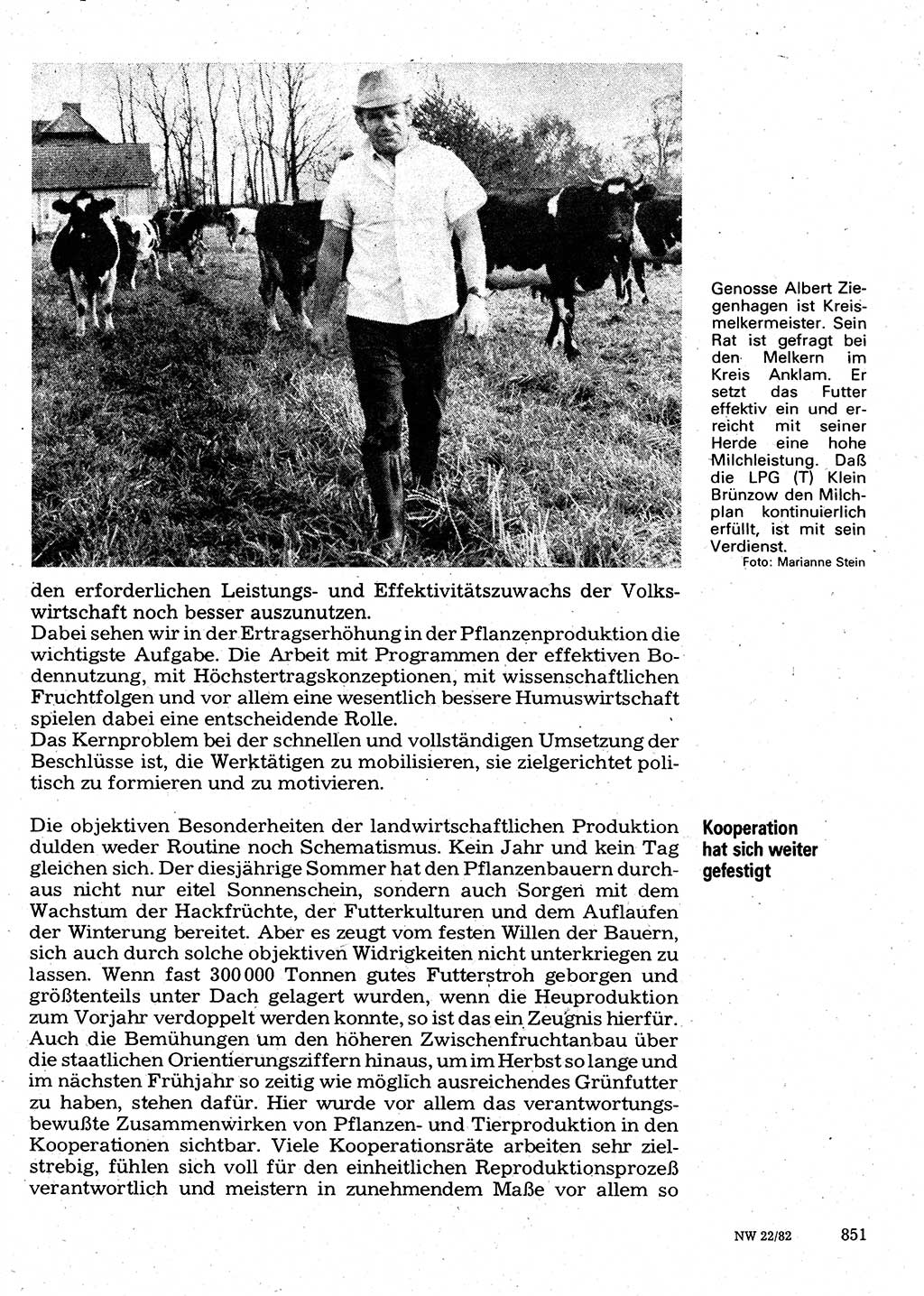 Neuer Weg (NW), Organ des Zentralkomitees (ZK) der SED (Sozialistische Einheitspartei Deutschlands) für Fragen des Parteilebens, 37. Jahrgang [Deutsche Demokratische Republik (DDR)] 1982, Seite 851 (NW ZK SED DDR 1982, S. 851)