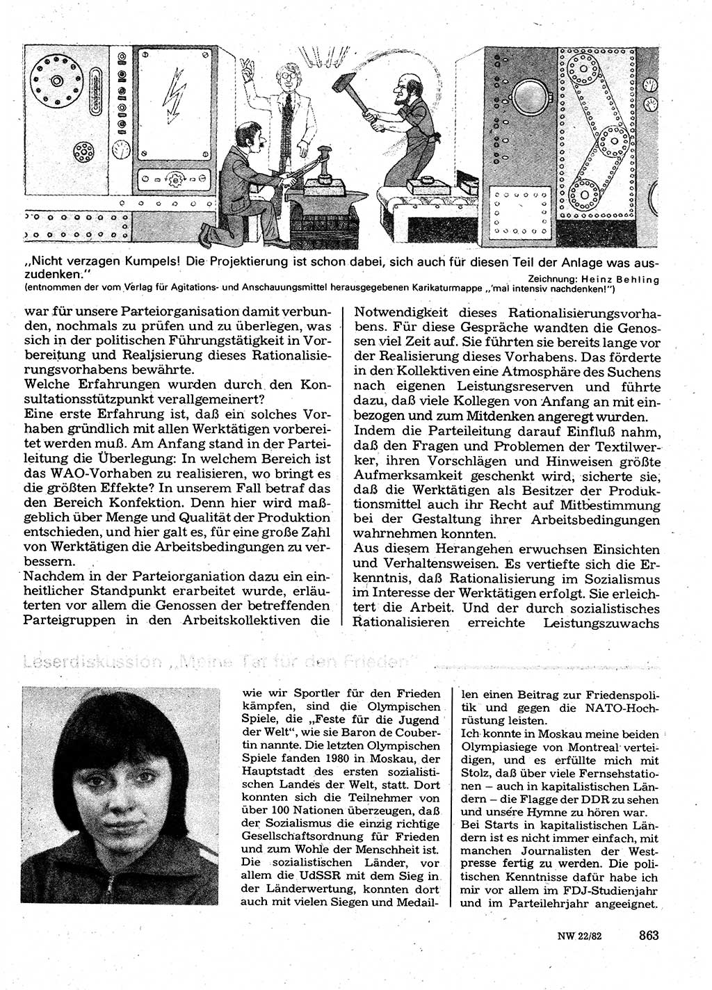Neuer Weg (NW), Organ des Zentralkomitees (ZK) der SED (Sozialistische Einheitspartei Deutschlands) für Fragen des Parteilebens, 37. Jahrgang [Deutsche Demokratische Republik (DDR)] 1982, Seite 863 (NW ZK SED DDR 1982, S. 863)