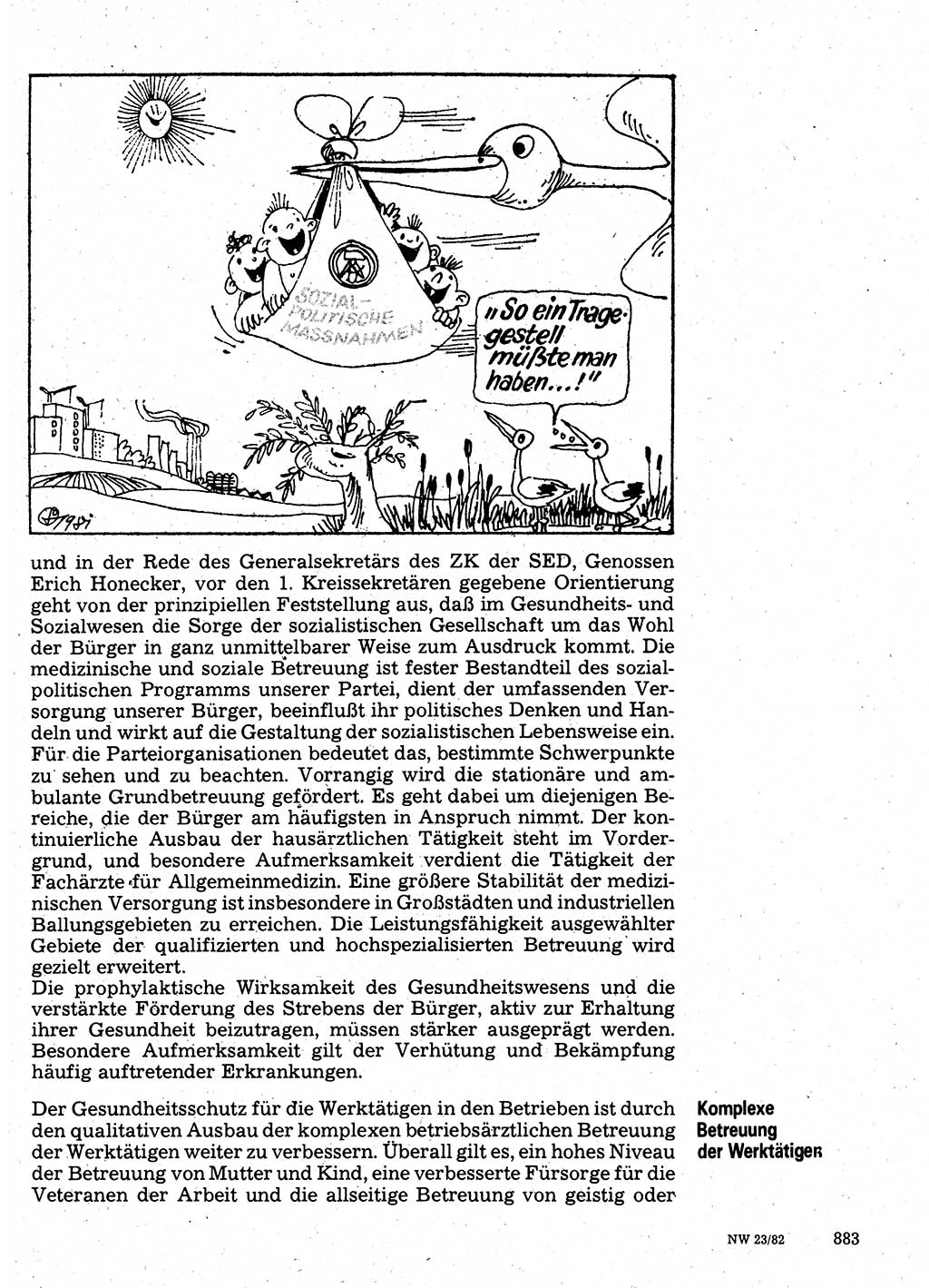 Neuer Weg (NW), Organ des Zentralkomitees (ZK) der SED (Sozialistische Einheitspartei Deutschlands) für Fragen des Parteilebens, 37. Jahrgang [Deutsche Demokratische Republik (DDR)] 1982, Seite 883 (NW ZK SED DDR 1982, S. 883)