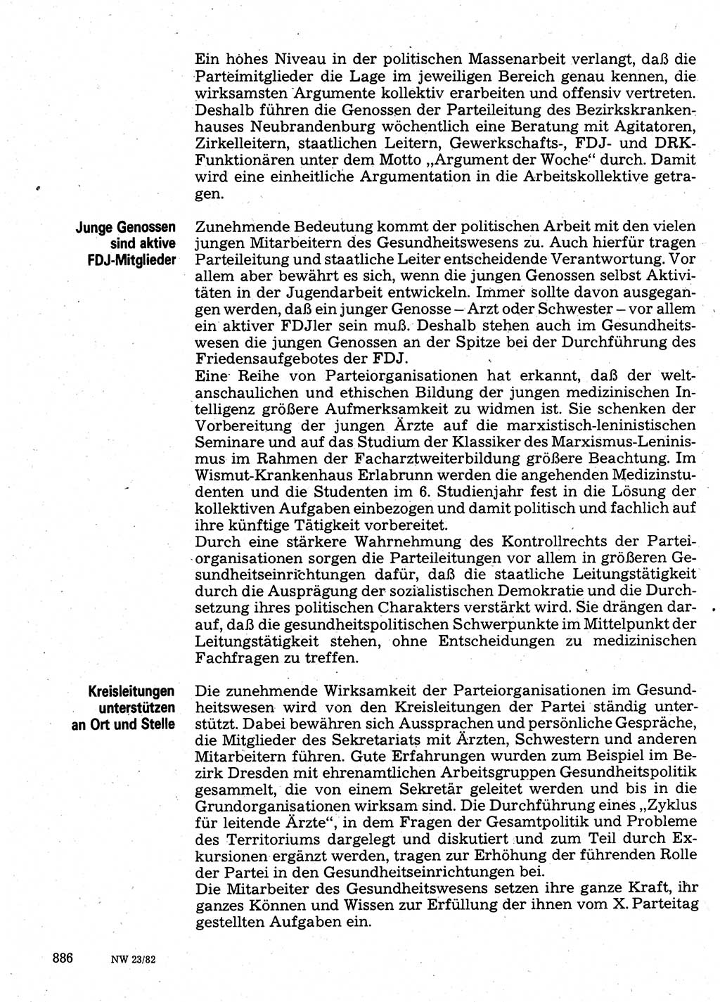 Neuer Weg (NW), Organ des Zentralkomitees (ZK) der SED (Sozialistische Einheitspartei Deutschlands) für Fragen des Parteilebens, 37. Jahrgang [Deutsche Demokratische Republik (DDR)] 1982, Seite 886 (NW ZK SED DDR 1982, S. 886)