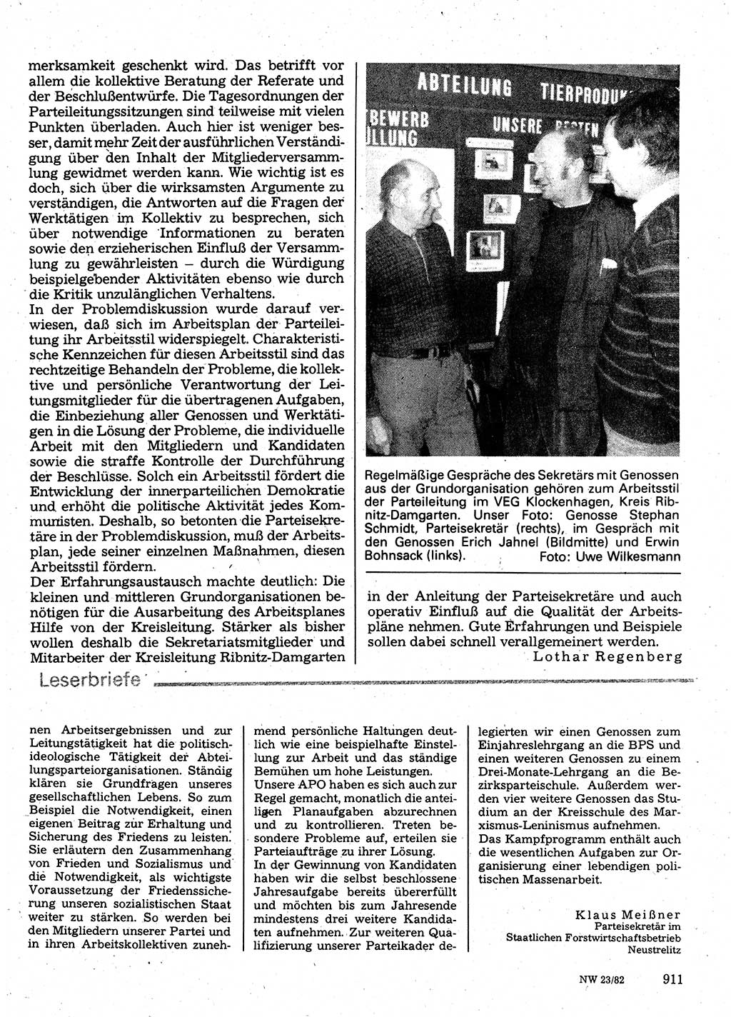 Neuer Weg (NW), Organ des Zentralkomitees (ZK) der SED (Sozialistische Einheitspartei Deutschlands) für Fragen des Parteilebens, 37. Jahrgang [Deutsche Demokratische Republik (DDR)] 1982, Seite 911 (NW ZK SED DDR 1982, S. 911)