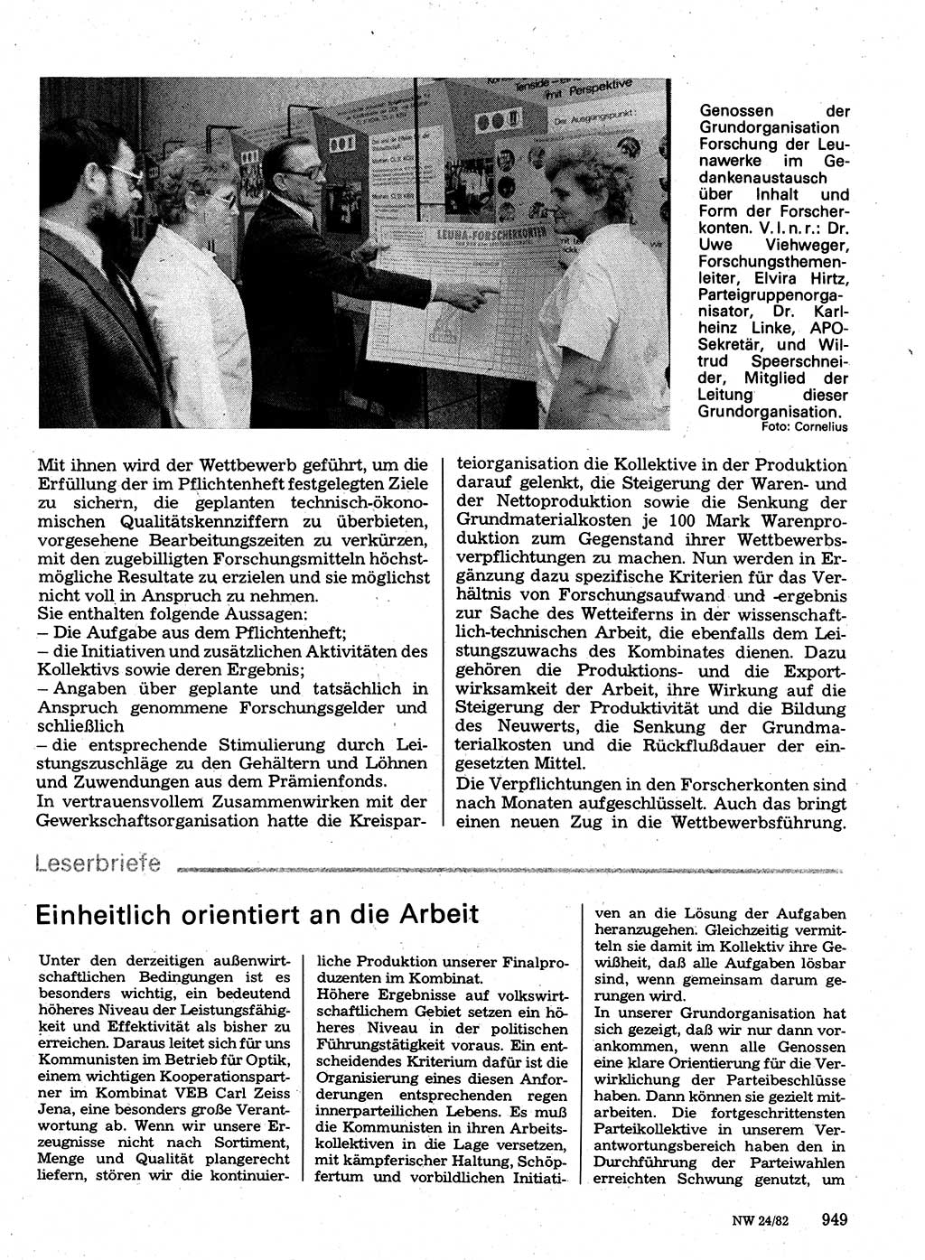 Neuer Weg (NW), Organ des Zentralkomitees (ZK) der SED (Sozialistische Einheitspartei Deutschlands) für Fragen des Parteilebens, 37. Jahrgang [Deutsche Demokratische Republik (DDR)] 1982, Seite 949 (NW ZK SED DDR 1982, S. 949)