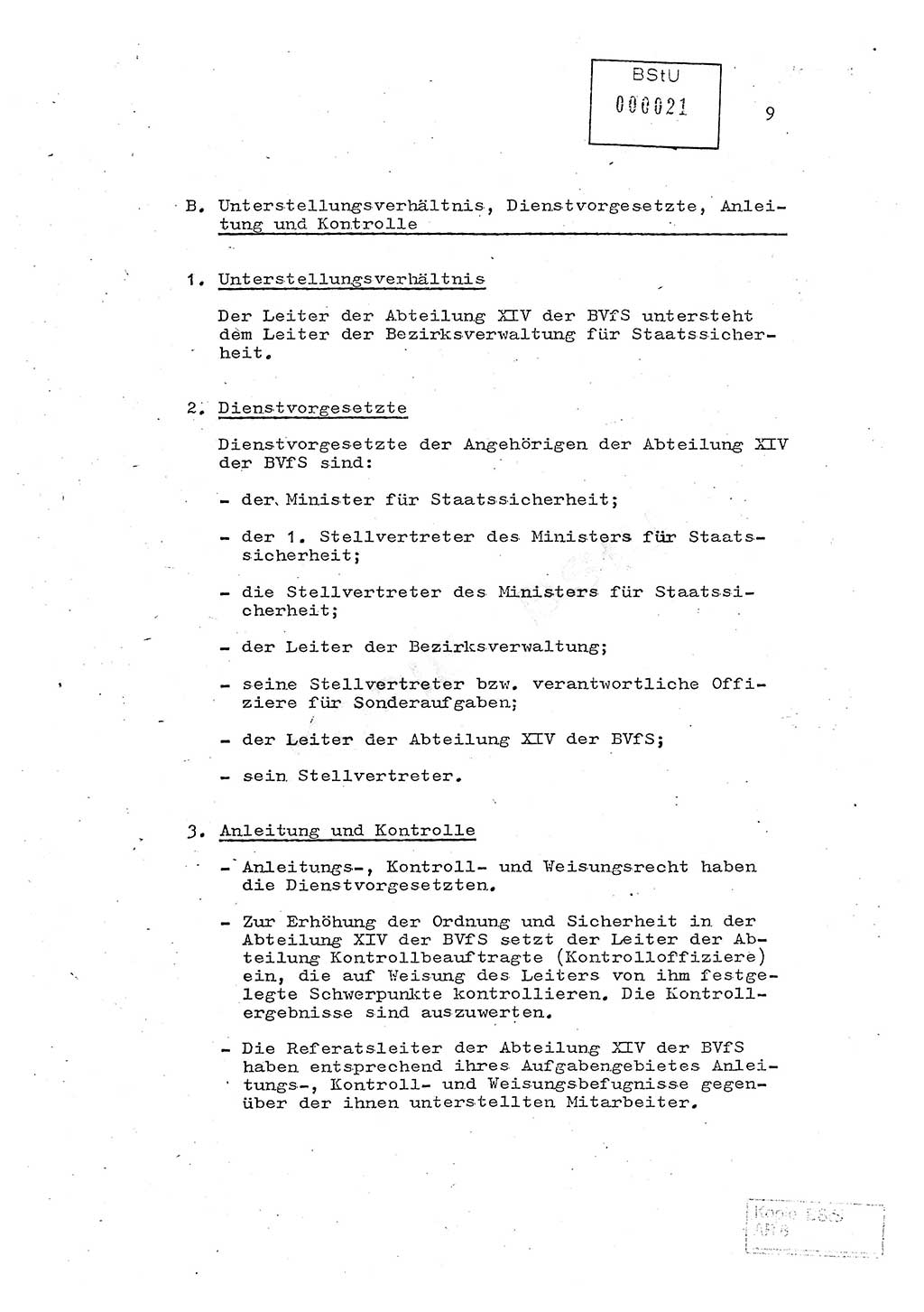 Rahmendienstanweisung zur politisch-operativen Dienstdurchführung in den Abteilungen ⅩⅣ der Bezirksverwaltungen (BV) für Staatssicherheit (Rahmendienstanweisung der Abt. ⅩⅣ der BVfS), Ministerium für Staatssicherheit [Deutsche Demokratische Republik (DDR)], Abteilung (Abt.) ⅩⅣ, Berlin 1982, Seite 9 (RDA MfS BVfS DDR Abt. ⅩⅣ /82 1982, S. 9)