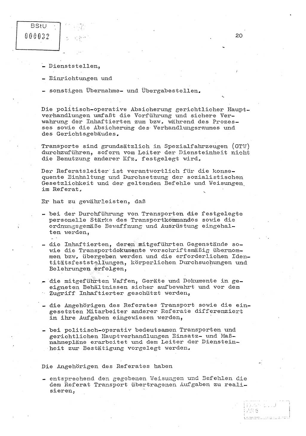 Rahmendienstanweisung zur politisch-operativen Dienstdurchführung in den Abteilungen ⅩⅣ der Bezirksverwaltungen (BV) für Staatssicherheit (Rahmendienstanweisung der Abt. ⅩⅣ der BVfS), Ministerium für Staatssicherheit [Deutsche Demokratische Republik (DDR)], Abteilung (Abt.) ⅩⅣ, Berlin 1982, Seite 20 (RDA MfS BVfS DDR Abt. ⅩⅣ /82 1982, S. 20)