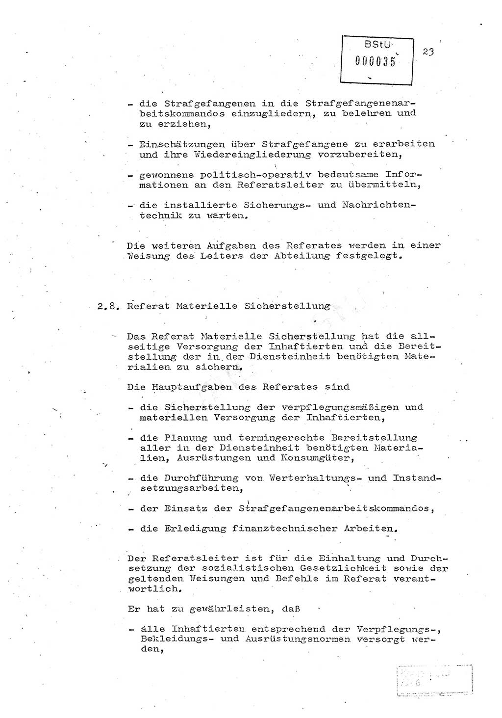 Rahmendienstanweisung zur politisch-operativen Dienstdurchführung in den Abteilungen ⅩⅣ der Bezirksverwaltungen (BV) für Staatssicherheit (Rahmendienstanweisung der Abt. ⅩⅣ der BVfS), Ministerium für Staatssicherheit [Deutsche Demokratische Republik (DDR)], Abteilung (Abt.) ⅩⅣ, Berlin 1982, Seite 23 (RDA MfS BVfS DDR Abt. ⅩⅣ /82 1982, S. 23)