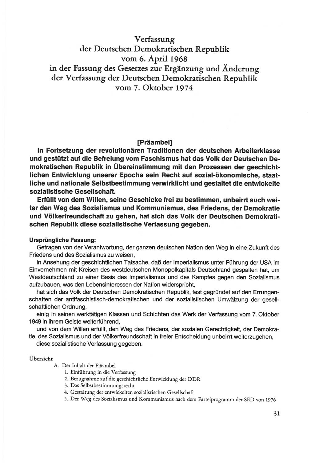 Die sozialistische Verfassung der Deutschen Demokratischen Republik (DDR), Kommentar 1982, Seite 31 (Soz. Verf. DDR Komm. 1982, S. 31)