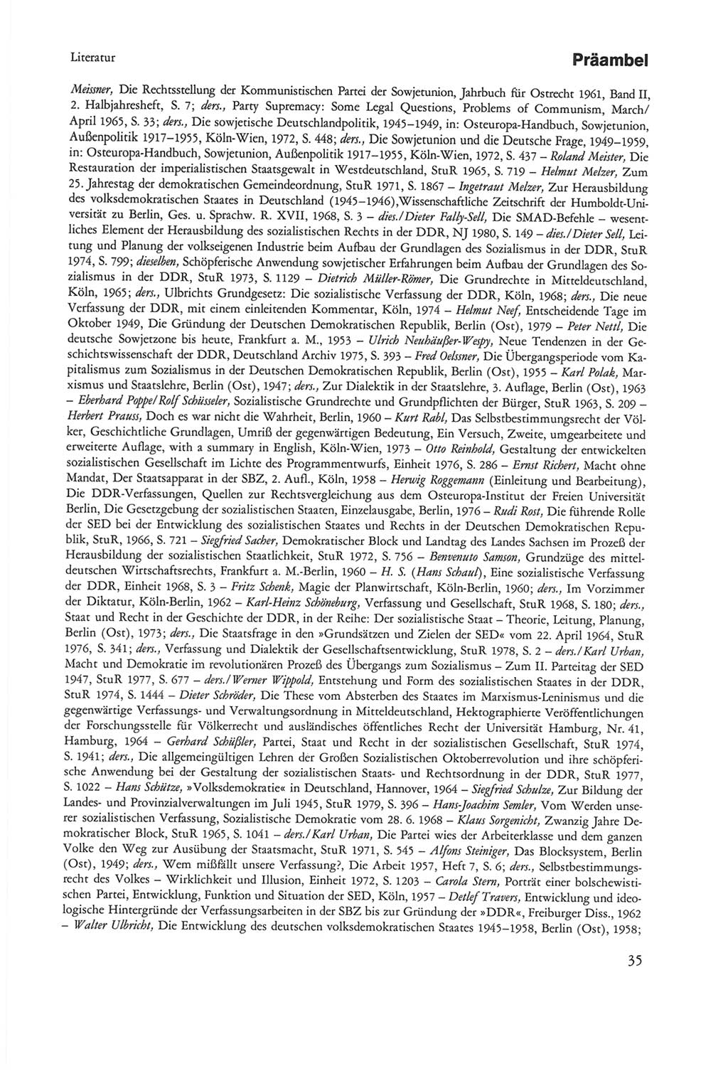 Die sozialistische Verfassung der Deutschen Demokratischen Republik (DDR), Kommentar 1982, Seite 35 (Soz. Verf. DDR Komm. 1982, S. 35)