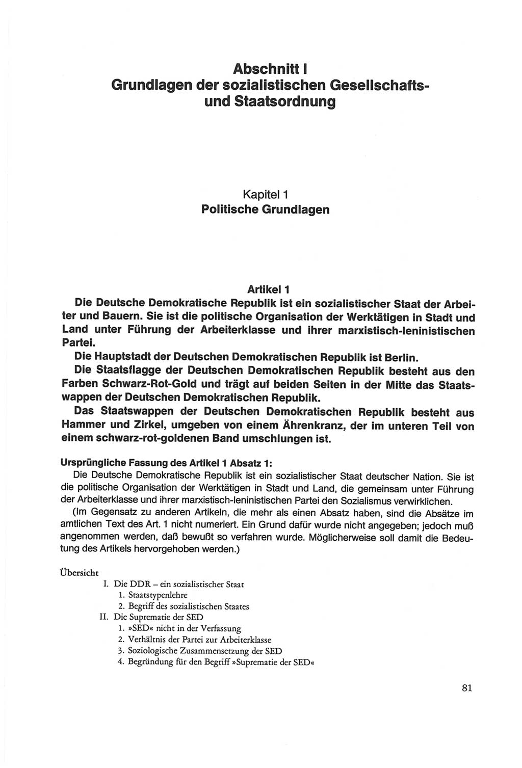 Die sozialistische Verfassung der Deutschen Demokratischen Republik (DDR), Kommentar 1982, Seite 81 (Soz. Verf. DDR Komm. 1982, S. 81)